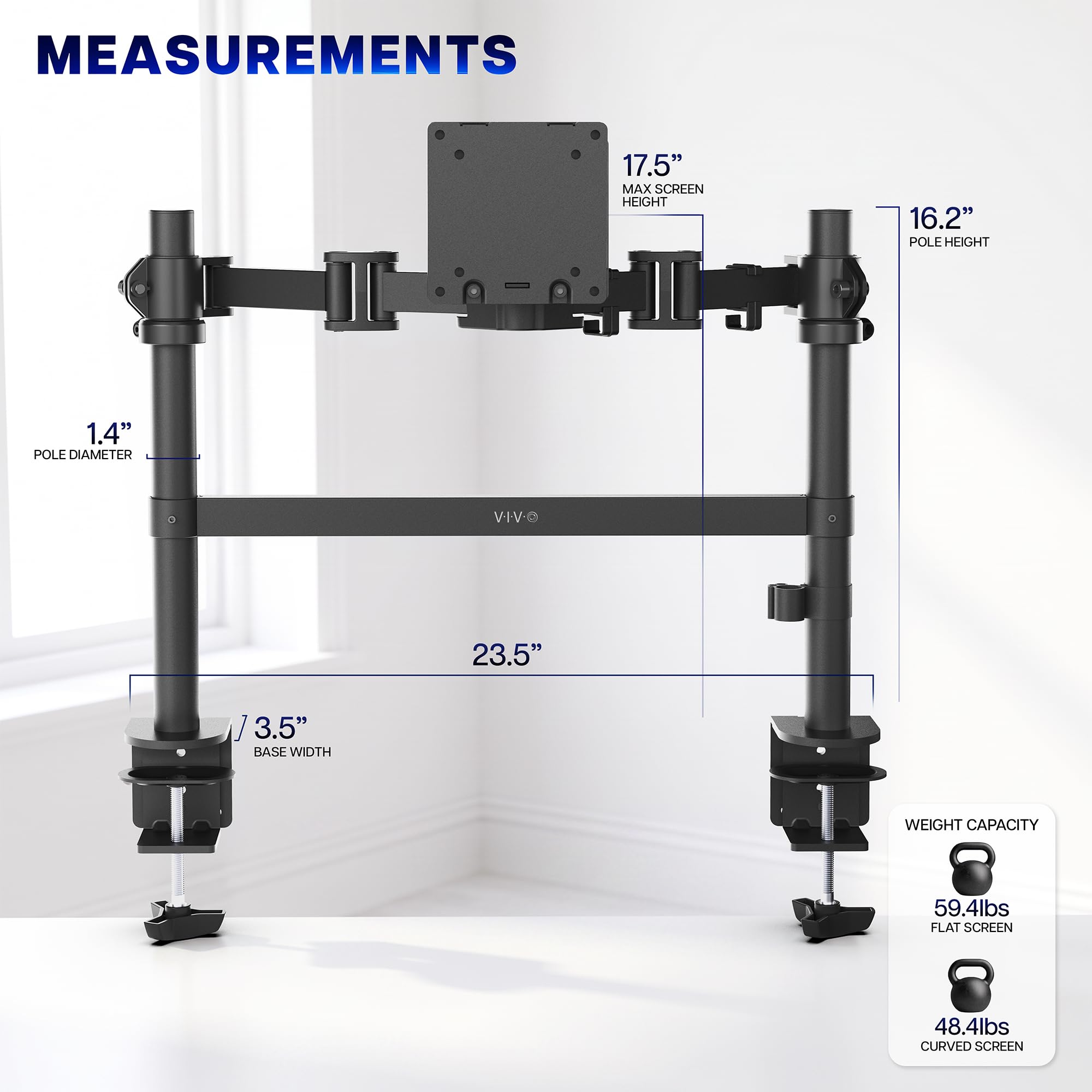 VIVO STAND-157C - Supporto da tavolo per schermi fino a 57", colore: Nero