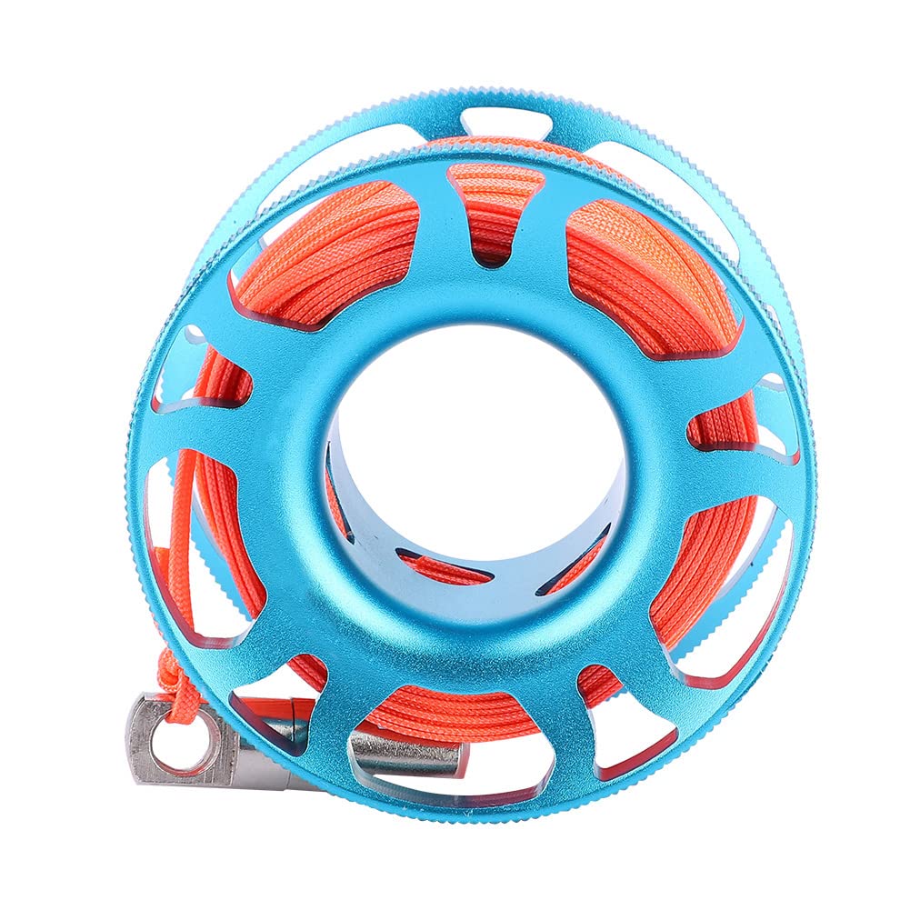 Tauch Fingerspule, Aviation Aluminium Finger Reel Tauchen Scuba Diving Tauchspule Clip Scubaing Spool mit 15m Schnur(Königsblau)