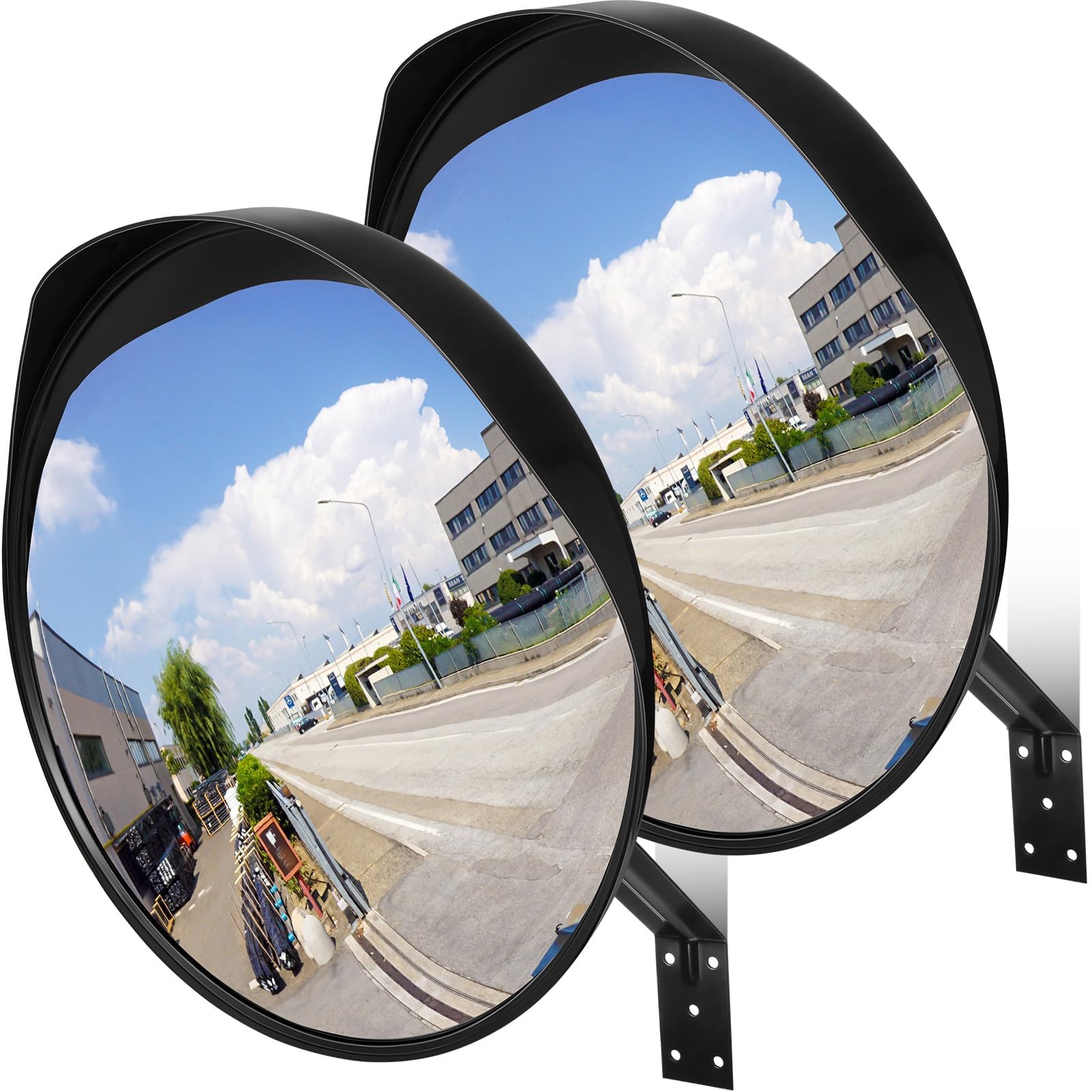 2 PCS 40 cm Miroir de circulation Sécurité,Miroir convexe à grand angle réglable, Miroir de circulation rond en acrylique,pour sorties, garages, entrées, Utilisation Extérieure et Intérieure