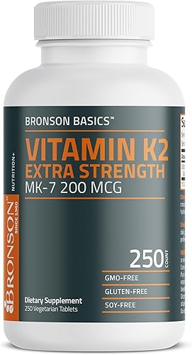 Miniatura 3 de Bronson Vitamina K2 MK-7 200mcg extra fuerza, 250 tabletas vegetarianas