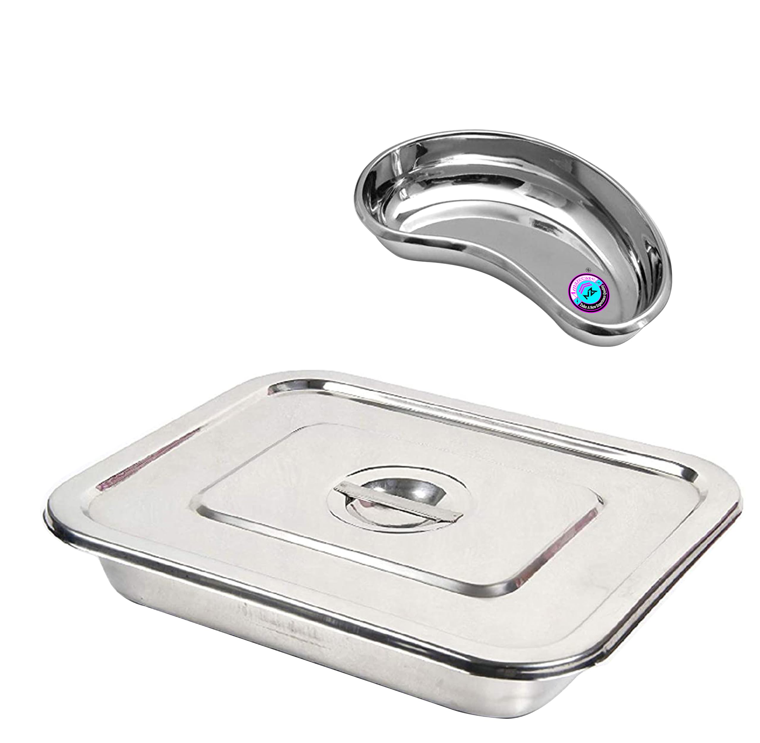 Amazecare Medical Reusable Instrument Tray (12"Inch X 10”Inch) With Lid & Kidney Tray 200Mm (8In) Made From Heavy Stainless Steel (12 * 10 Inst. & 200Mm K. Tray_Silver) (B0C1YV6GGC) Amazon Price History, Amazon Price Tracker