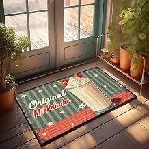 Door Outdoor Large Spring Carpet | Original Milkshake with Whipped Cream and Strawberries. - Waterproof & Designer/Floor Mats for Home Entrance40X60CM