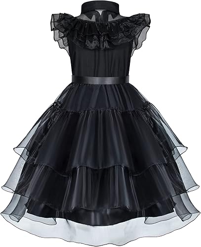 Miniatura 4 de Conjunto de disfraz negro para niñas, perfecto para cumpleaños, Halloween, cosplay y fiestas de 2 a 12 años