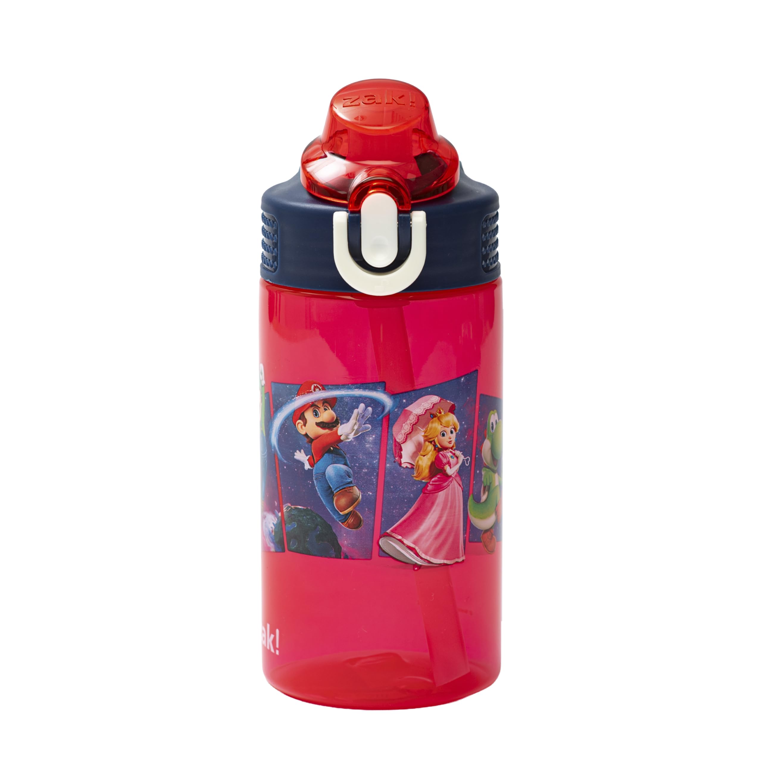Zak Designs Super Mario Galaxy Sage 16oz Leak-Proof Straw Kids Water Bottle | BPA Free, Durable Plastic, Cupholder Friendly, Dishwasher Safe, Easy to Clean, Lid Lock, Handle, For School, Home, Travel 16 Ounces The Super Mario