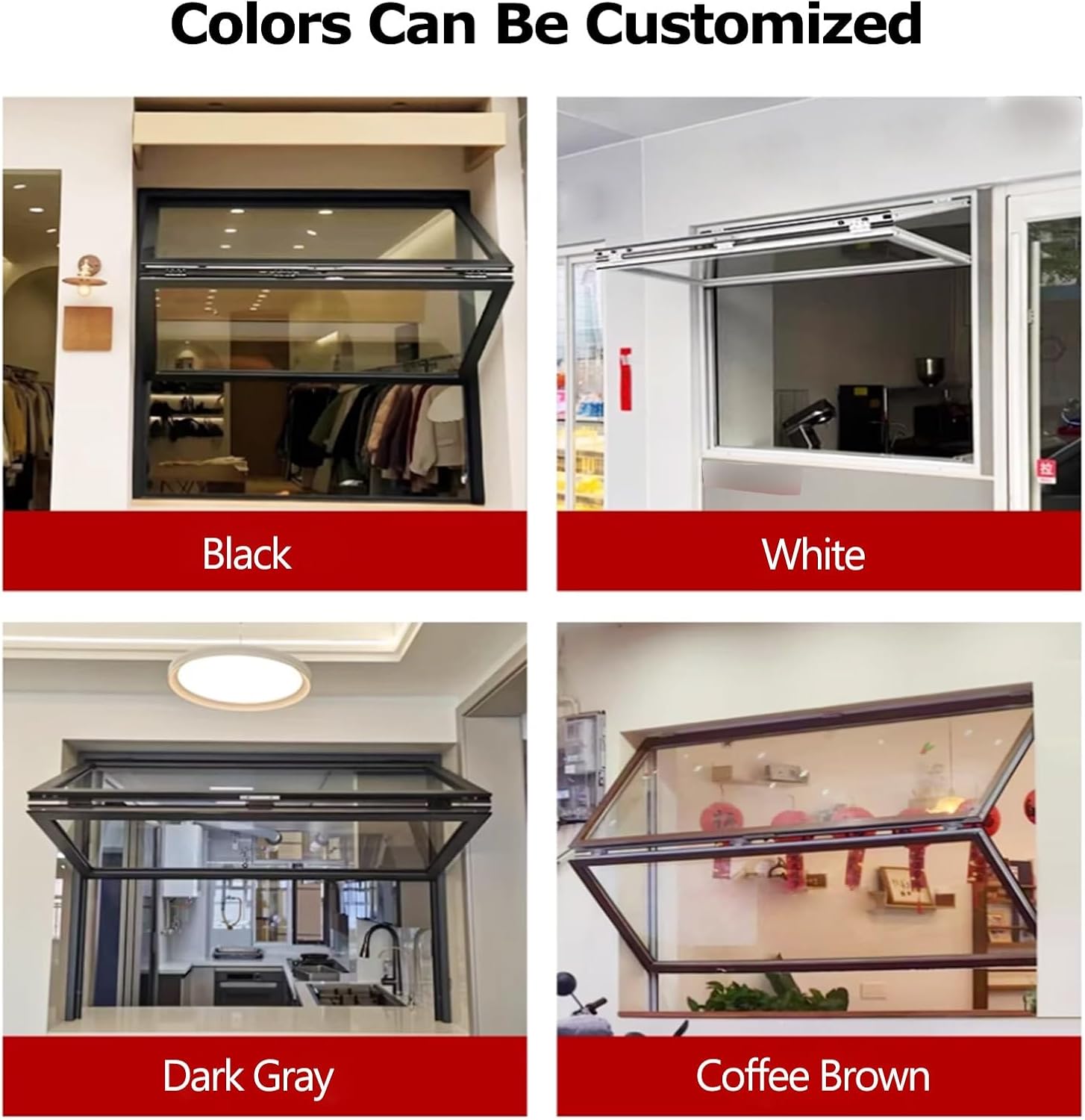 Double-hung Aluminum Frame Window, Folding Sales Window with Glass and Lock,Vertical Sliding for Commercial Kitchens,Suitable for Food Trucks and Vending Kiosks(32x38in/81x96cm)