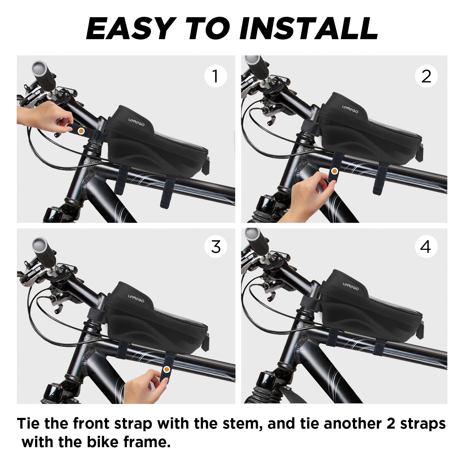 Support Téléphone Vélo Etanche, Sacoche Vélo Cadre Porte Telephone Velo VTT avec Housse de Pluie Grande Capacité Ecran Tactile Sac Velo Avant Support Smartphone sous 7,2 Pouces