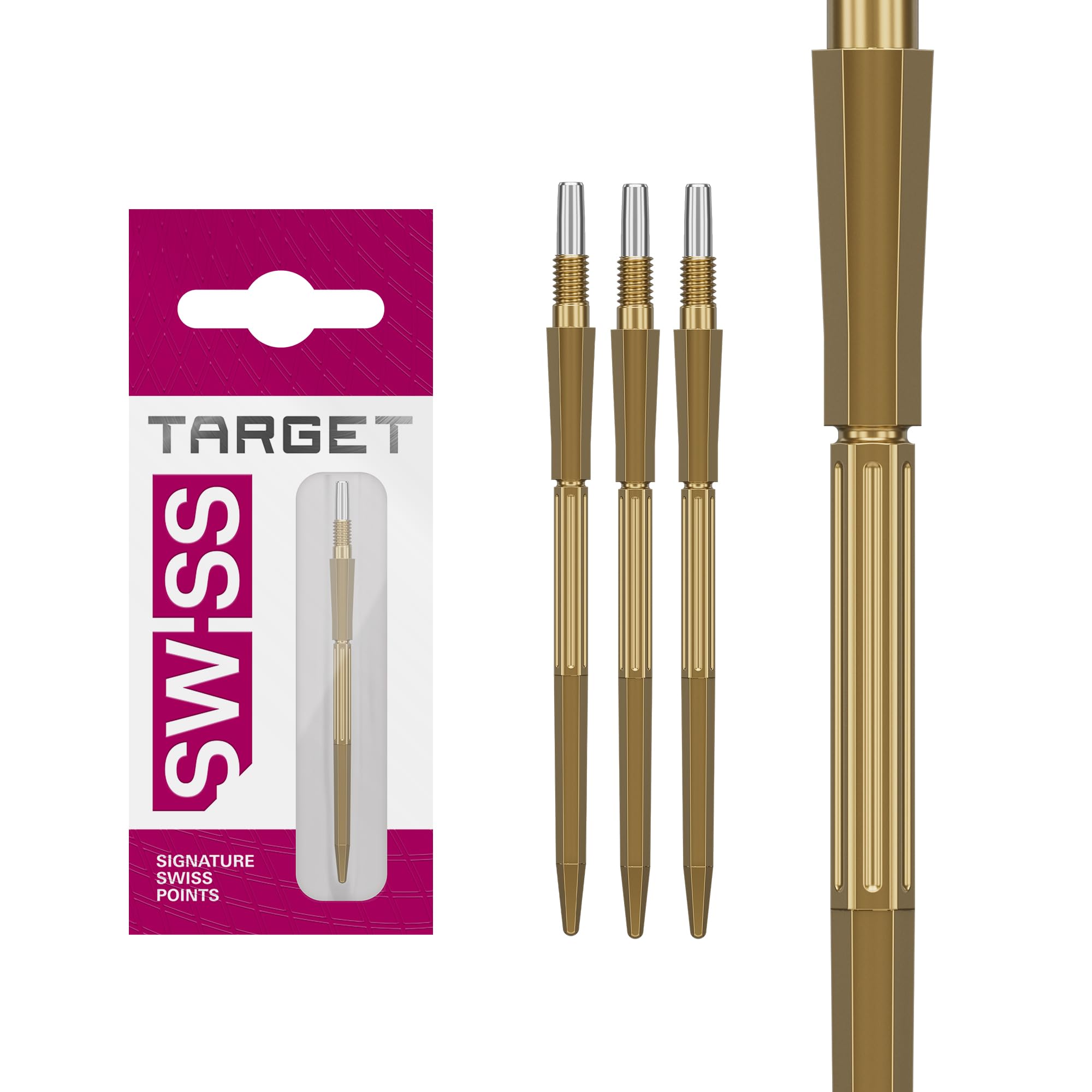 Target Darts Elysian Archetype 43 Swiss Point | 3 Pack Set of Tips | 42MM – Gold | Change Dart Points, Swiss Storm Points, Professional Darts Accessories
