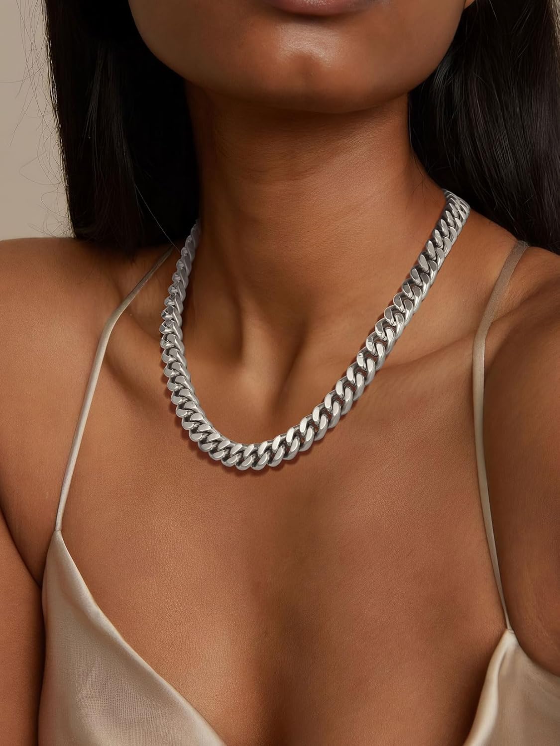 ChainsPro Chunky Cuban Link Chain Necklace for Women,Stainless Steel Silver/Gold Plated Thick Choker, 5/12/14mm Width,18" and 20" Punk Hip Hop Trendy Jewelry Gifts - Image 8