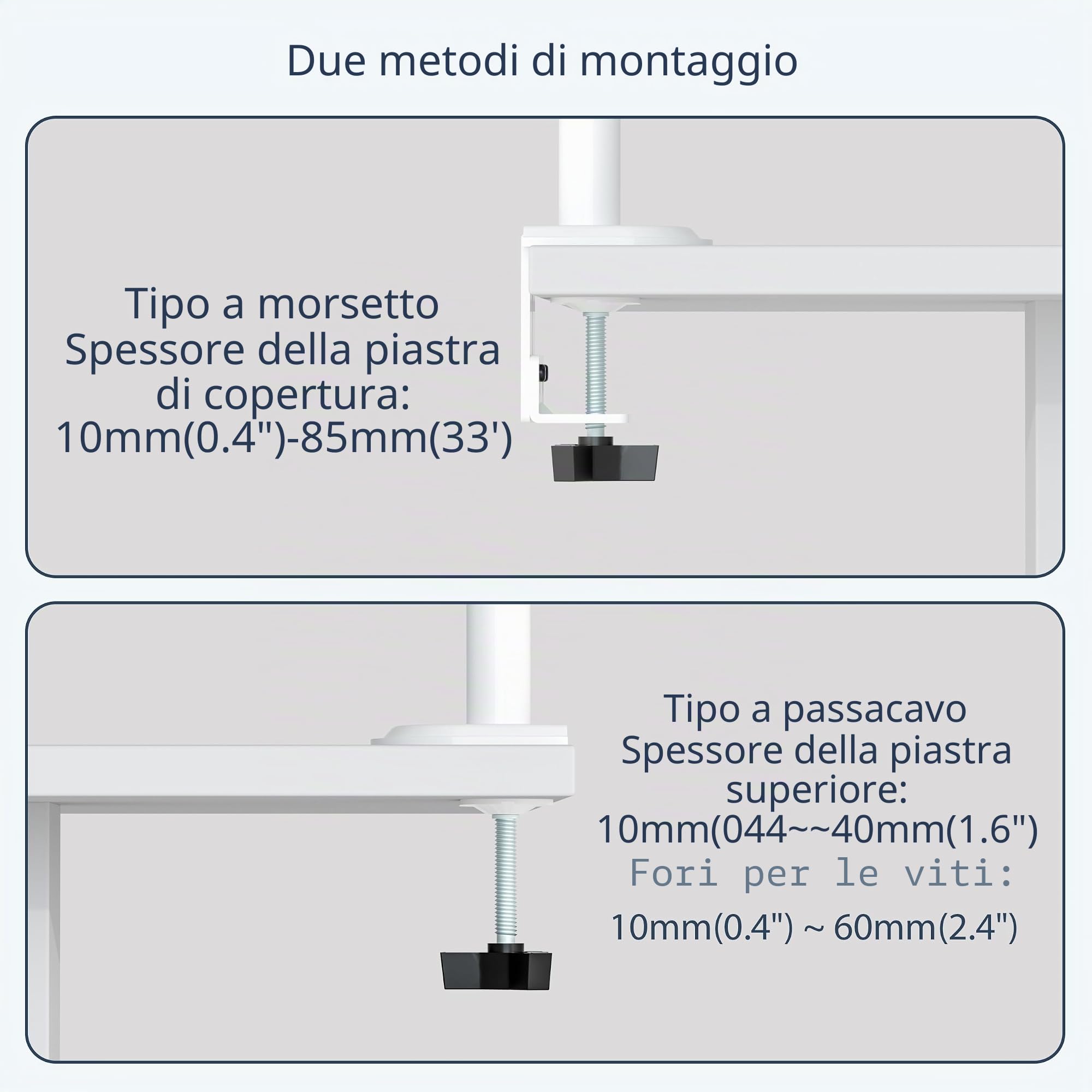 WORLDLIFT Supporto per Doppio Monitor Verticale per Schermo LED LCD da 17-32 Pollici Supporto VESA 75/100 mm Lunghezza dell'asta 80 cm Regolabile in altezza Capacità di peso 8KG