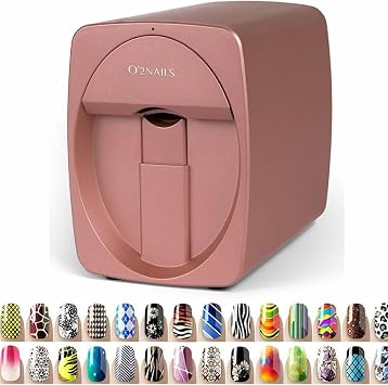 Portable Nail Painting Machine 3D Nail Printer Machine, Mini Portable Nail Painting Machine Control Through F Ree Mobile App, Printing and Rying as One, Over 1000 Pictures Rosegold