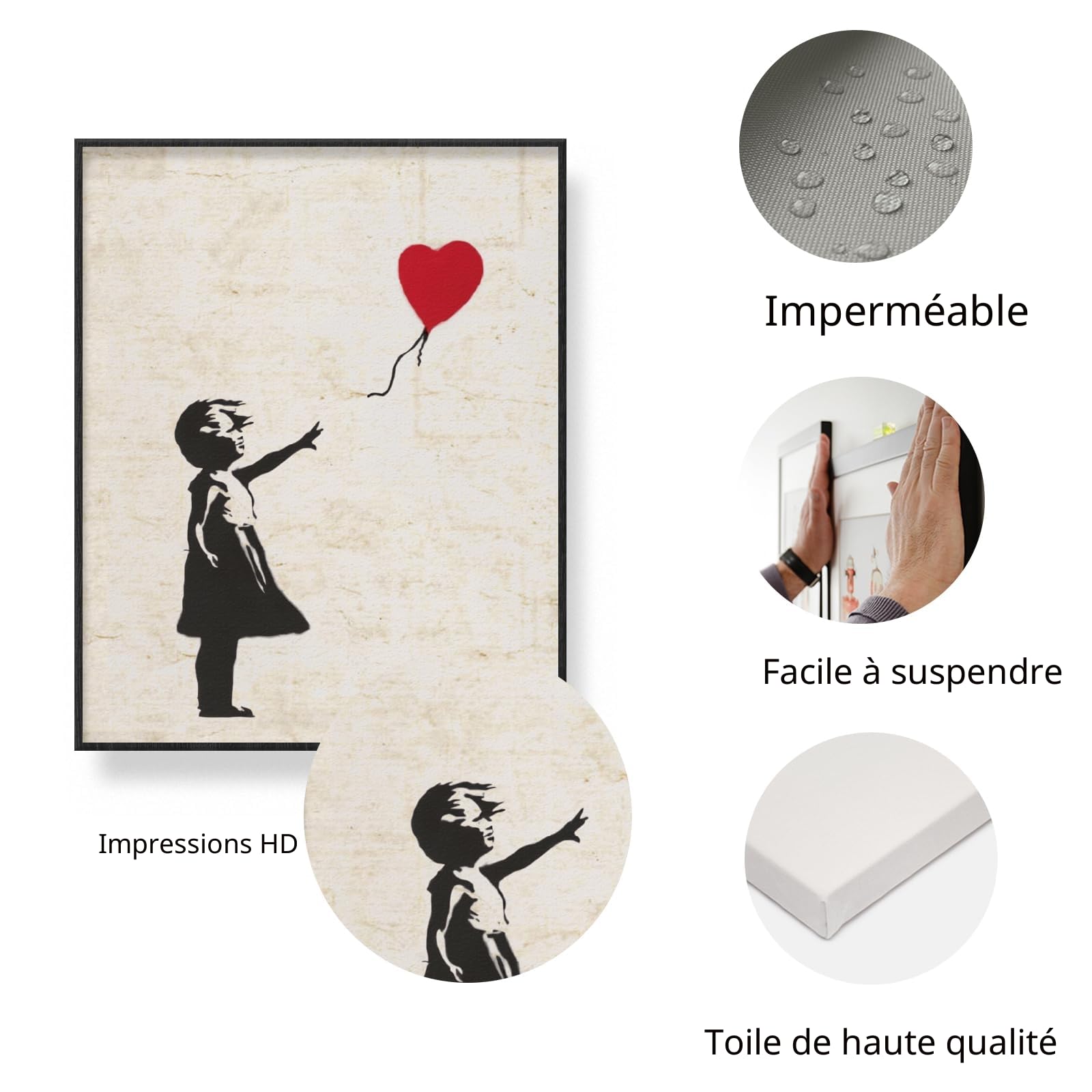 Banksy Lot de 9 Impressions sur Toile Panda Sans Cadre 20,3 x 25,4 cm