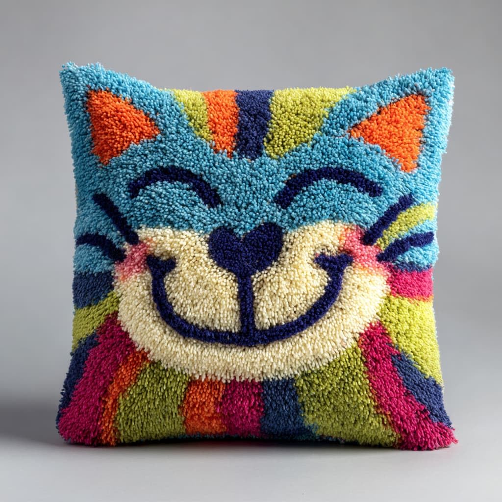 AxiangziK Latch Hook Pillow Making Set,A Happy cat