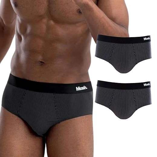 Kit 2 Cuecas Slip Mash Poliamida Toque Gelado Respirável Risca Giz Masculina