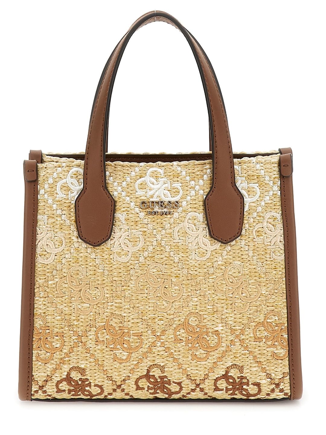 GUESS Silvana Mini Two Compartment Tote XS Cognac Logo