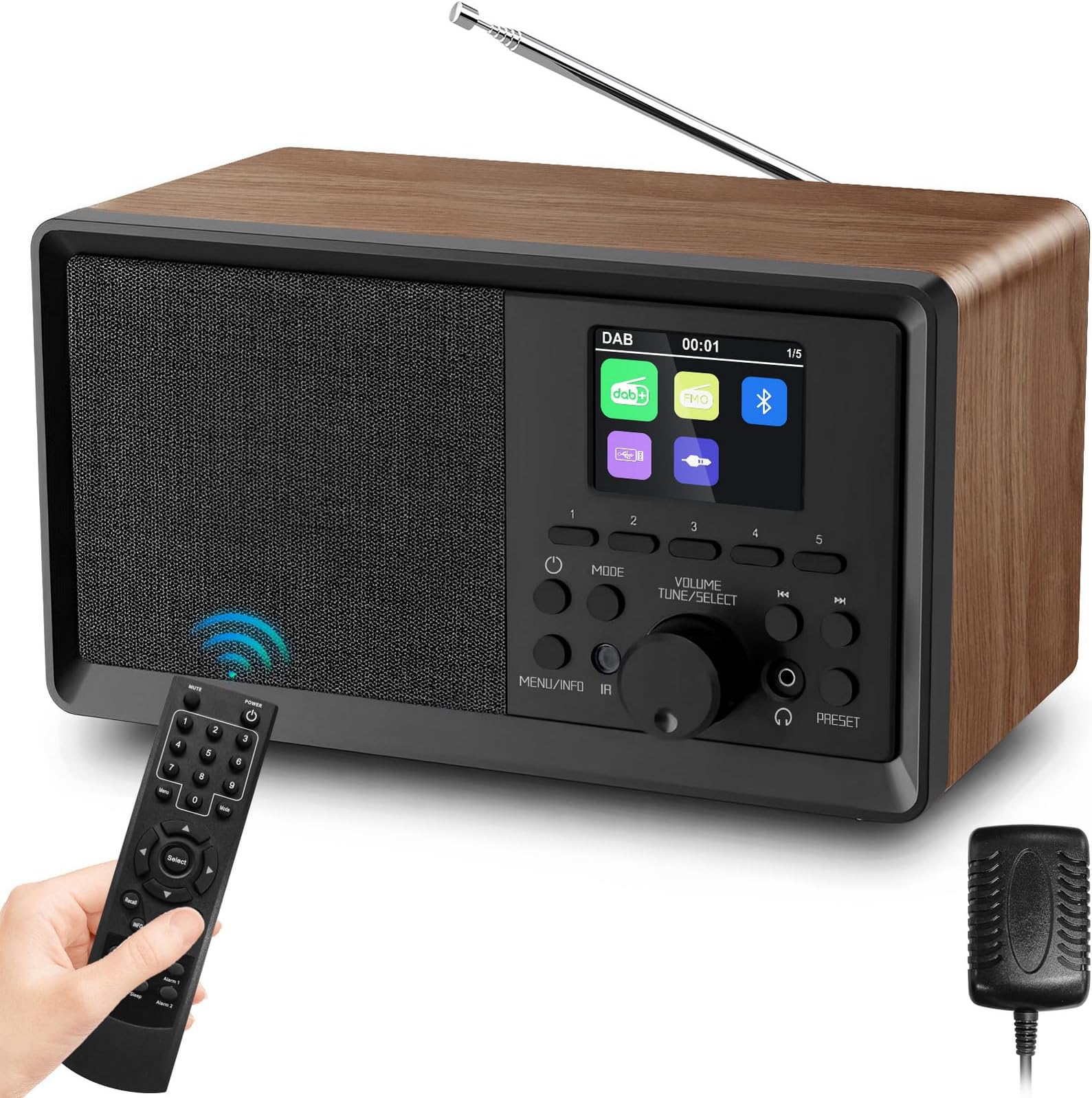 GOHIVTY DAB Radio Mains Powered with 30 Preset Stations, Kitchen FM