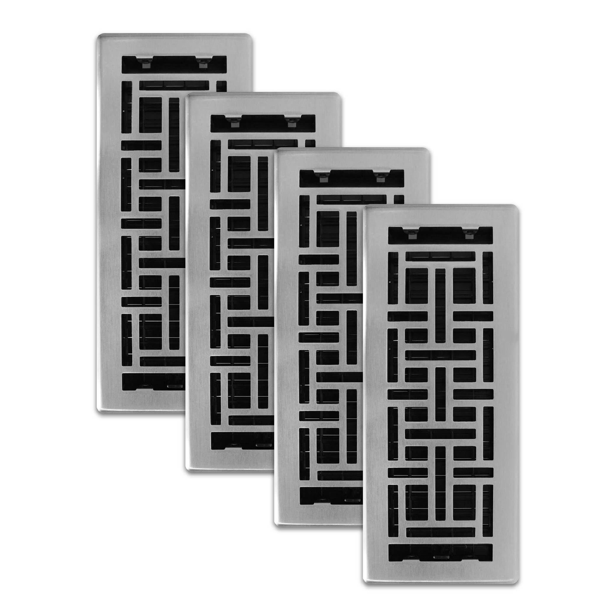 Registre de sol oriental Decor Grates AJH412-NKL nickel brossé 10x30 cm lot de 4