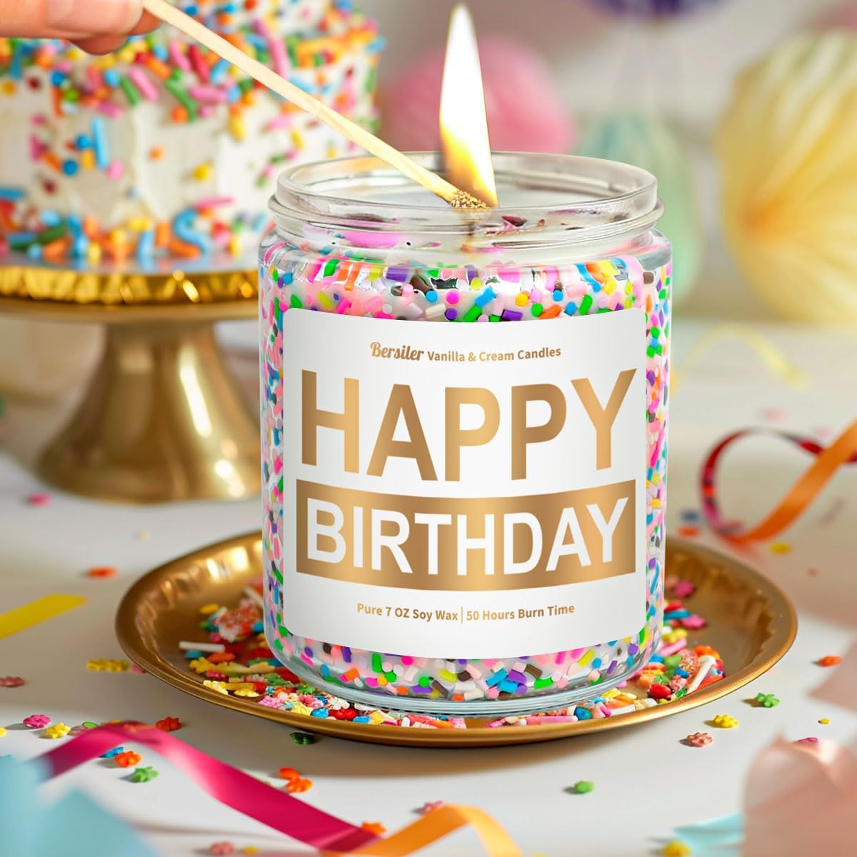 Happy Birthday Candle Gifts for Women, Vanilla Cream Birthday Candle, Unique Birthday Gifts for Her Best Friend Women, 7oz Soy Wax Scented Candle - Image 6