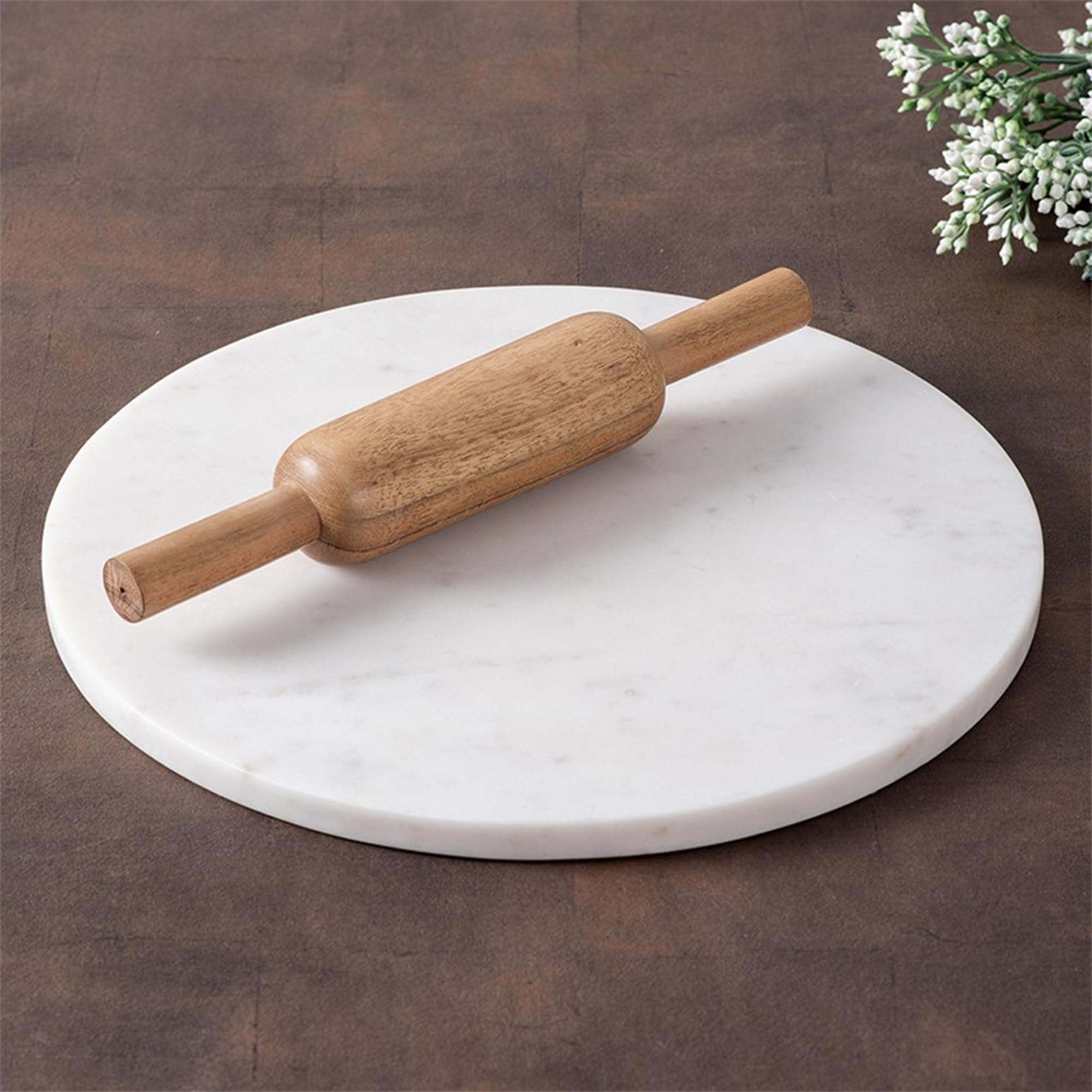 Weißes Marmor-Chakla, hochwertiges Marmor-Ring-Basis, Rollbrett für mehrere Zwecke (27,9 cm)