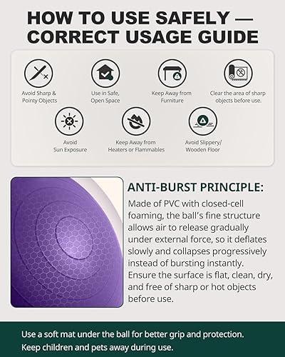 Vista 70 de Trideer Pelota de ejercicio para yoga, pilates y fitness. Equipo de pelota de estabilidad para gimnasio en casa y silla de oficina, accesorios