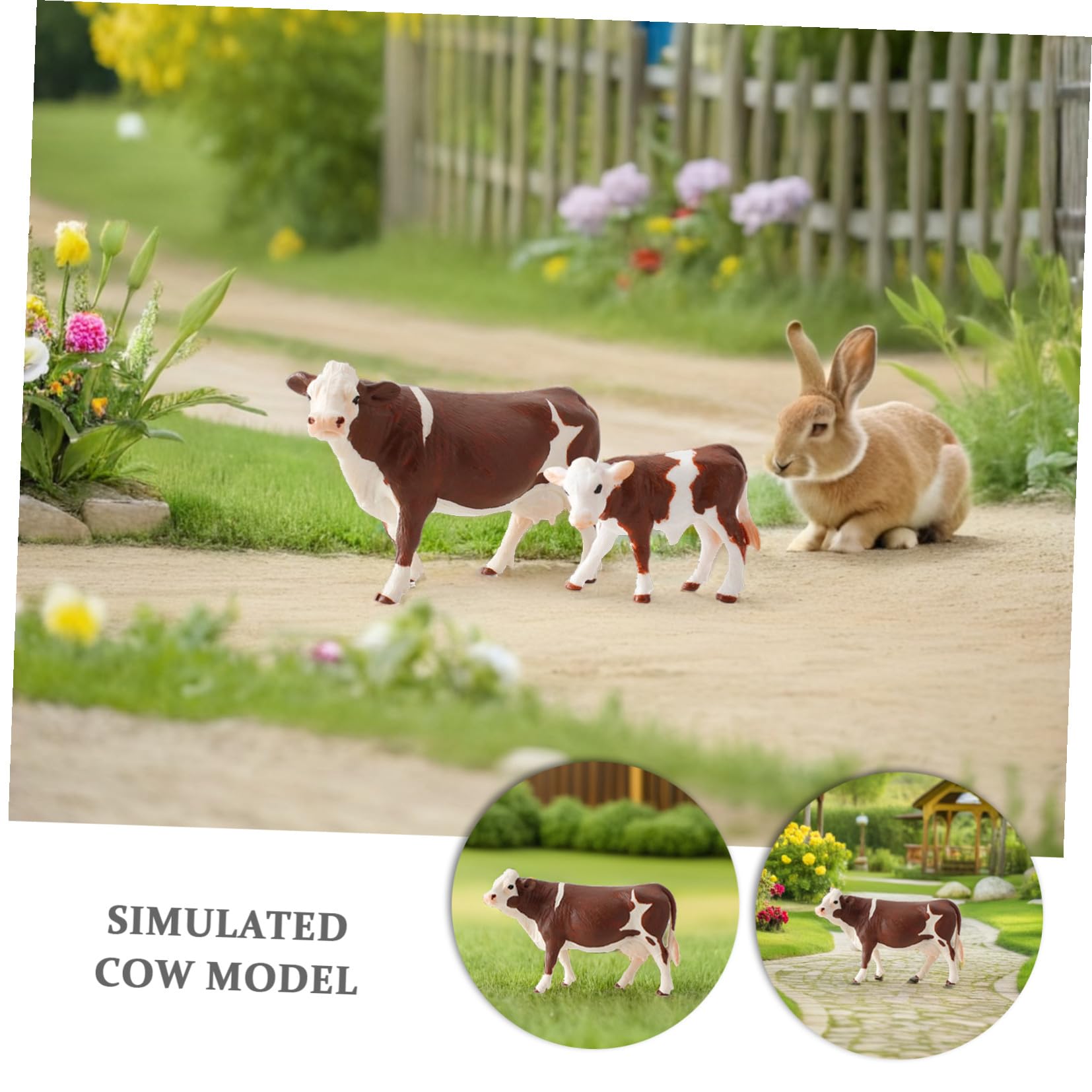 Hohopeti Juguete Modelo de Vaca Blanco 4 Piezas PVC Educativo para Niños