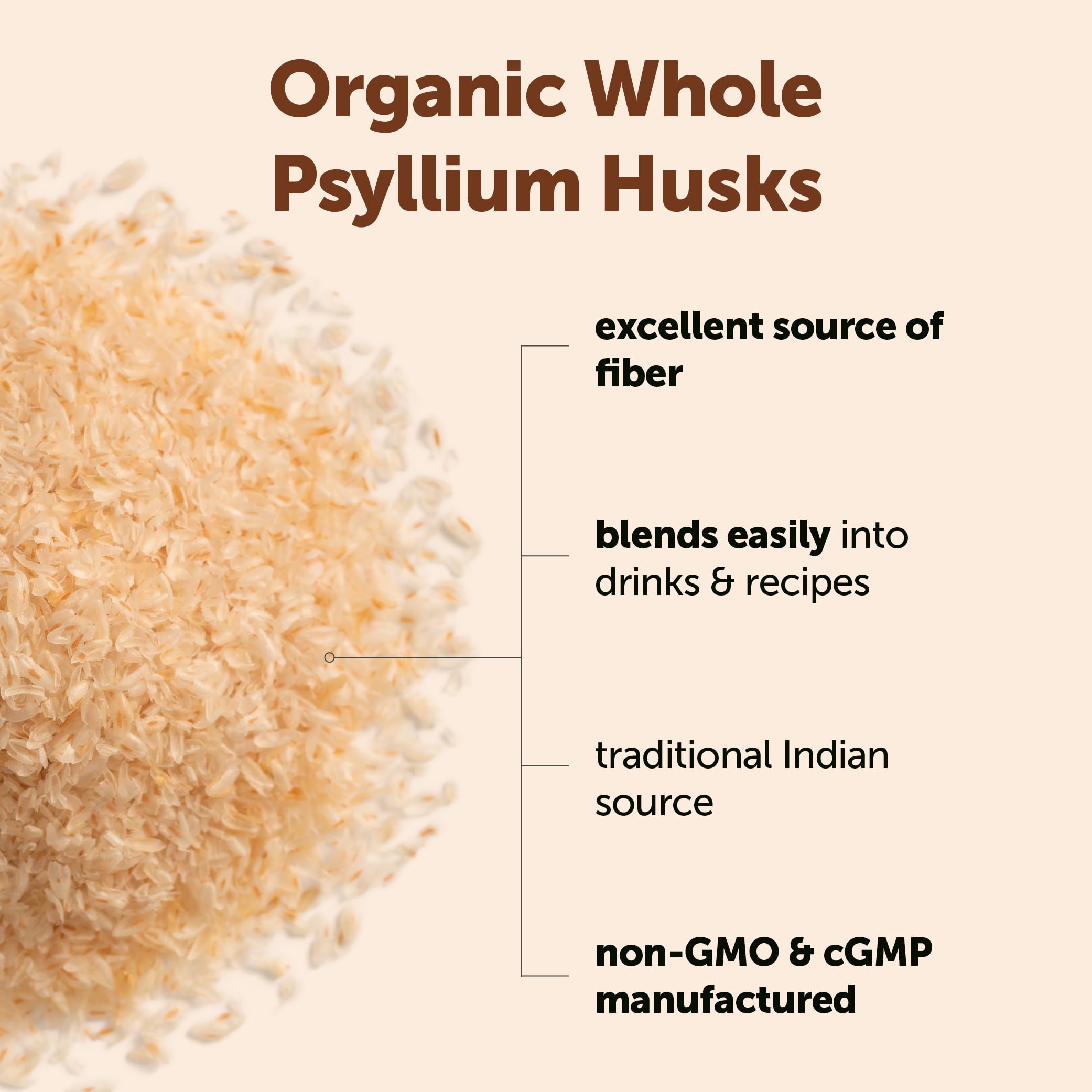 Micro Ingredients Organic Whole Psyllium Husks, 3lbs | Daily Soluble Fiber Supplement | Sourced from India | Ideal for Oatmeal, Coffee & Beverage | Unflavored, Non-GMO, Keto Friendly, Vegan — Amazon image 3