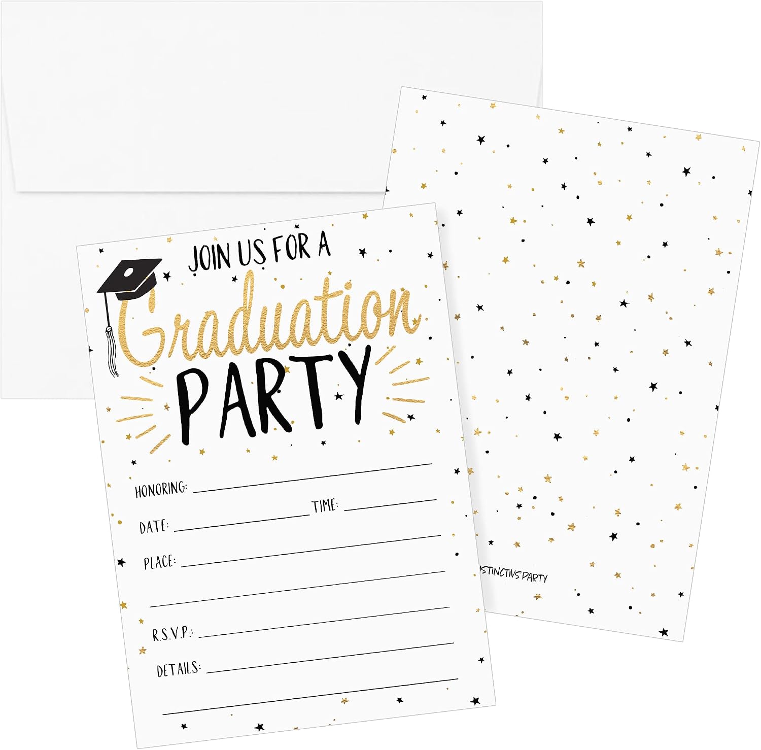 DISTINCTIVS Graduation Party Invitations - 25 Cards with Envelopes