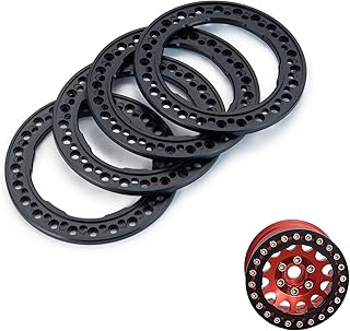 Que-T 1.9inch Beadlock Wheel Rings RC Car Wheel Replacement Rings for 1:10 Scx10 90046 90047 Trx4 Upgrade Parts (Black)