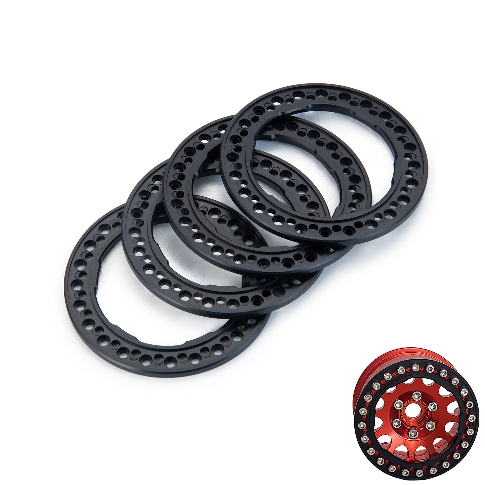 AXspeed Beadlock Felgenringe – 4,8 Cm, Schwarz, Alu, Für 1:10 RC Autos Wie SCX10, TRX4 (4 Stück)