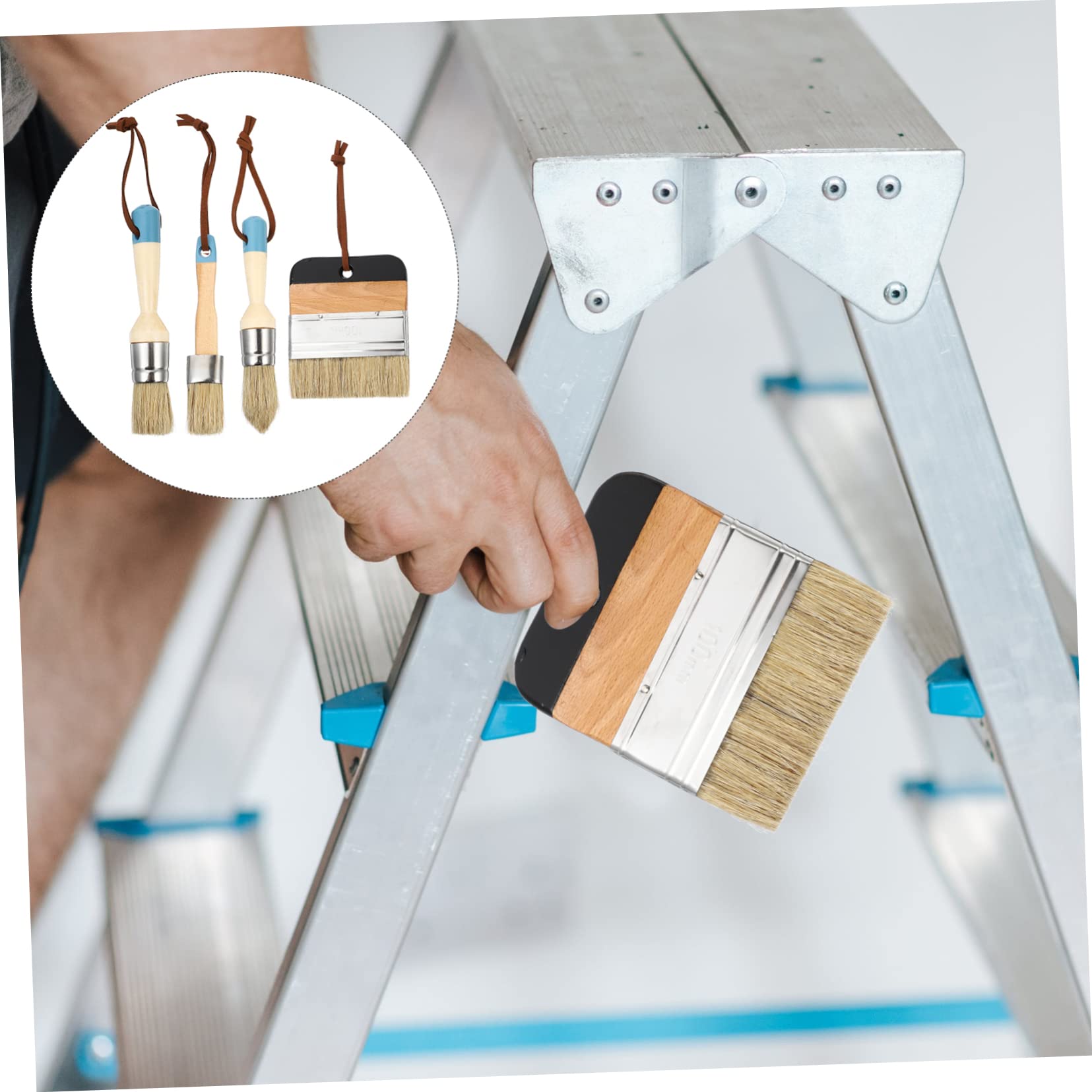 UKCOCO Juego de 4 Pinceles de 1 Pulgada para Pintar Madera Cerdas Flexibles y Mango de Madera, Adecuado para Pintura al Óleo y Manualidades Hogar