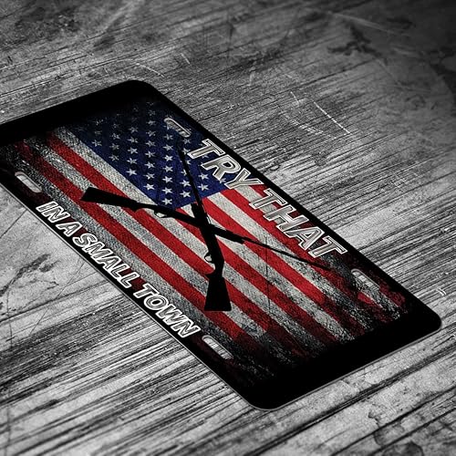 Miniatura 4 de Prueba eso en una ciudad pequeña - Placa de matrícula frontal impresa (metal de la bandera estadounidense)