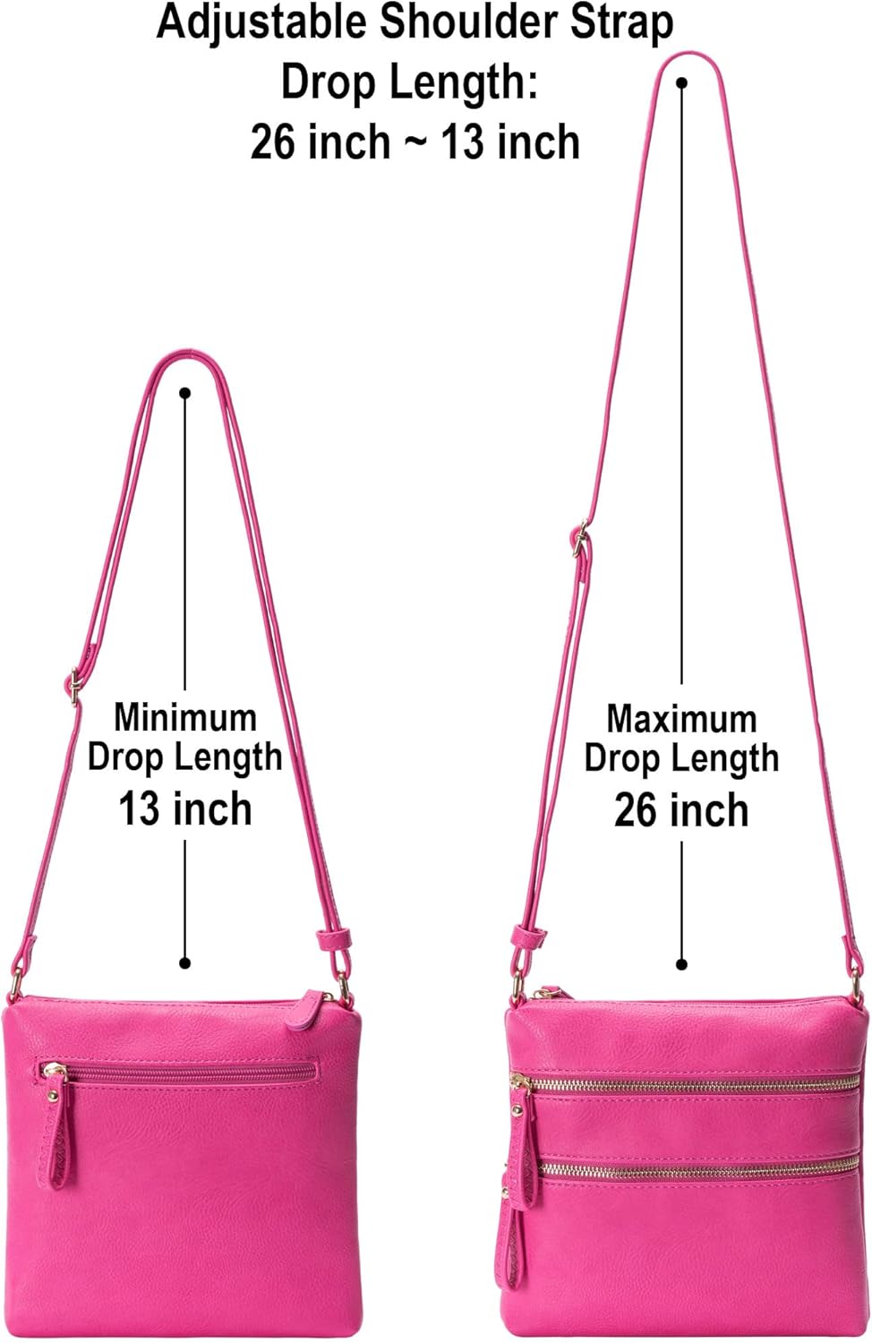 Solene Small Multi Zipper Pocket Crossbody Bag with Adjustable Strap, Lightweight Travel Purse, Daily Small Messenger Pouch - Image 4