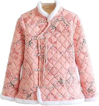 Chinese style Northeast large flower pattern thick cotton jacket retro womens Northeast short cotton jacket