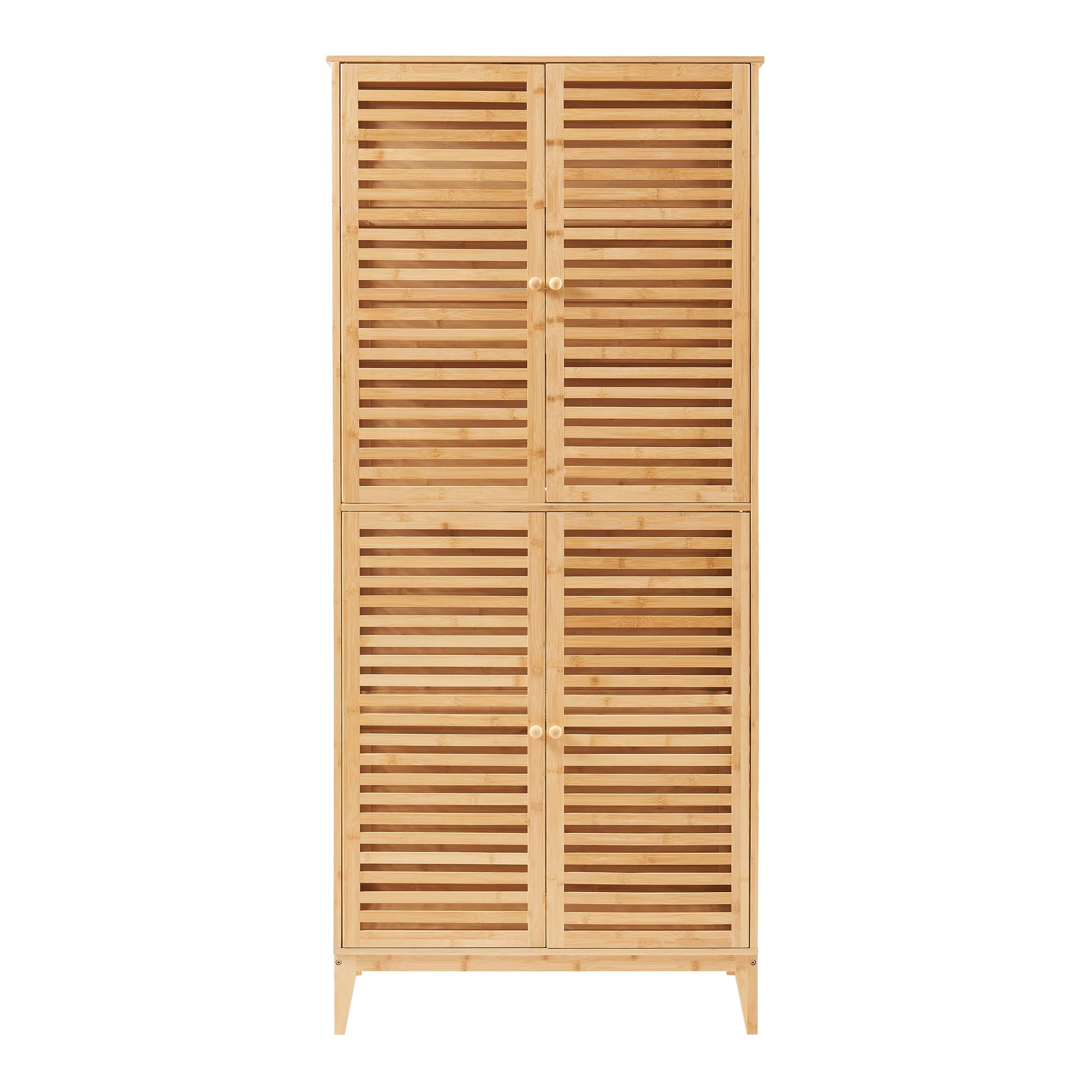 [en.casa] Badezimmerschrank Raurgela 180 x 80 x 40 cm Bambus Badezimmermöbel Küchenschrank Hochschrank Aufbewahrungsschrank