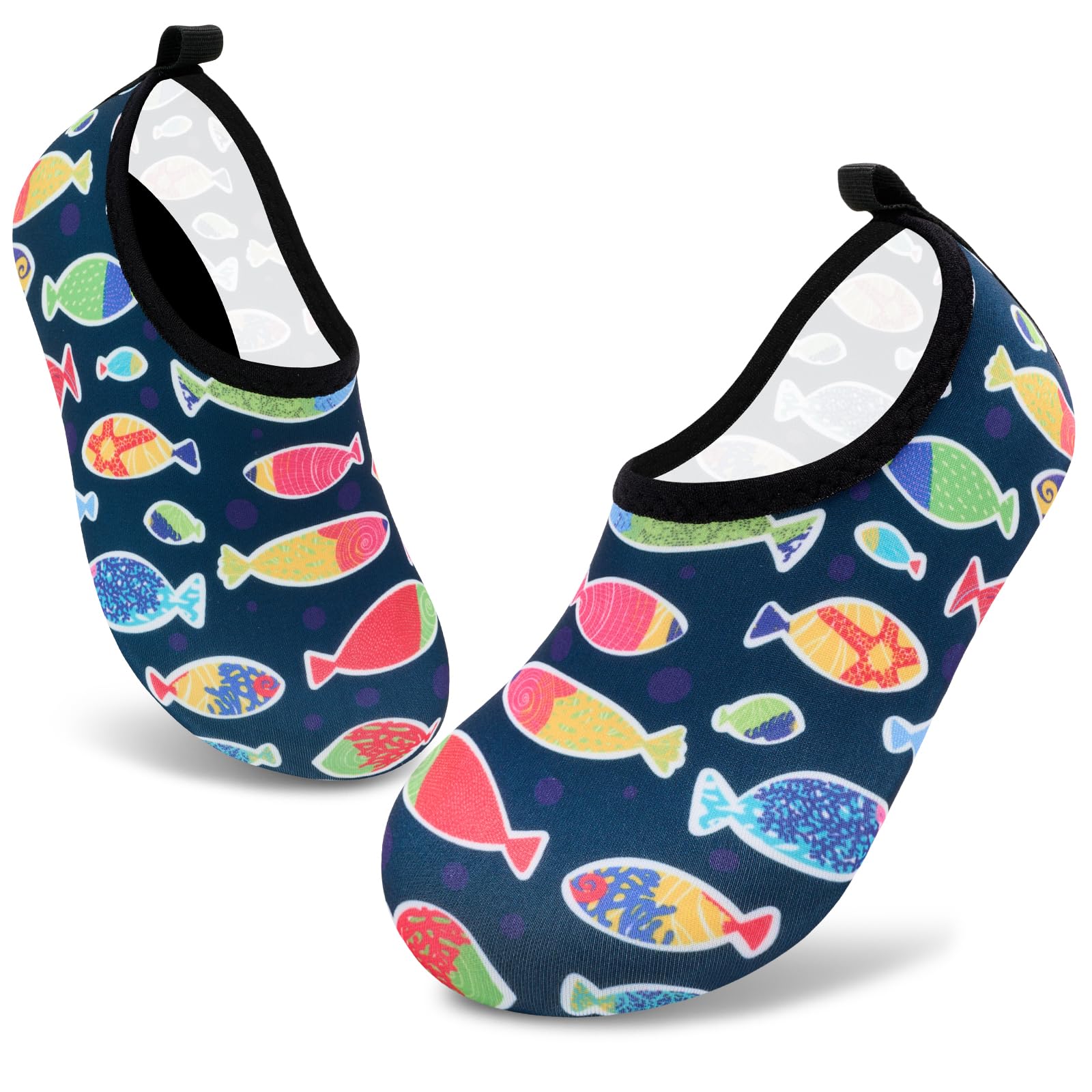VIFUUR Kids Water Shoes Girls Boys Quick Dry Aqua Socks for Beach Swim Outdoor Sports ColorfulFish-30/31