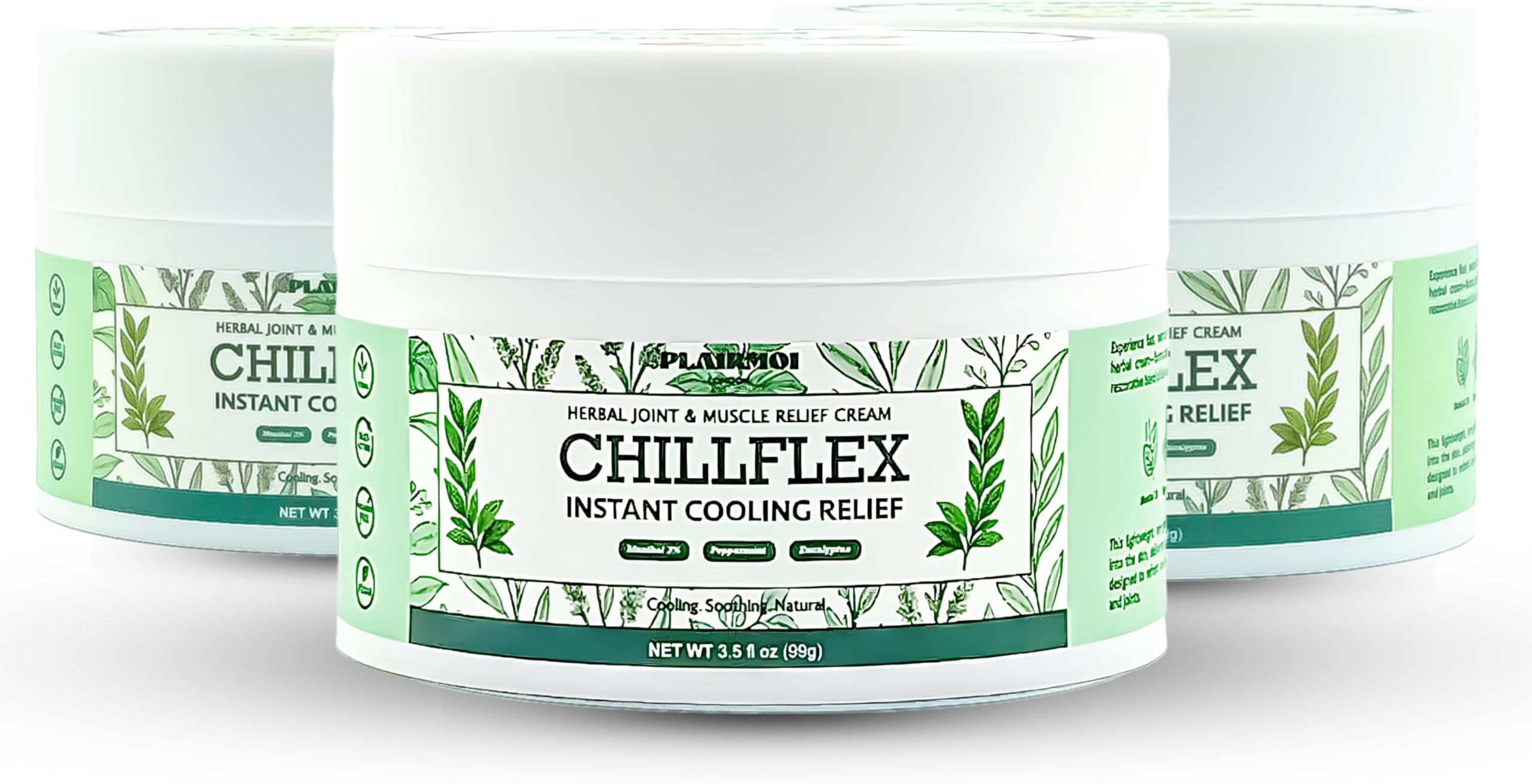 CHILLFLEX INSTANT COOLING RELIEF CREAM SOOTHING COOLING GEL Extra-Strength 3% Menthol for Post-Workout Relief, Runners & Athletes, 3-Pack
