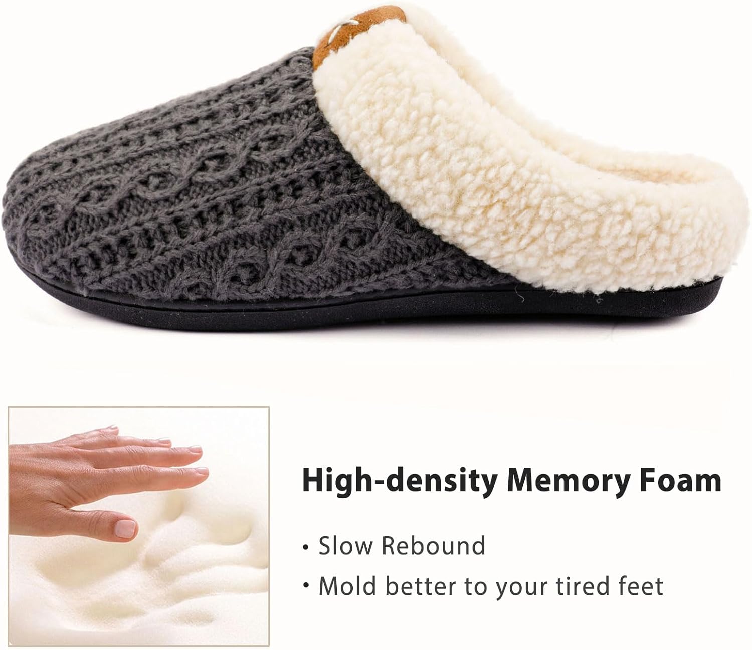 ULTRAIDEAS Women's Indoor Bedroom Slipper with Memory Foam, Gift for Women, Wool-Like House Shoe with Anti-Skid Rubber Sole for Ladies - Image 4