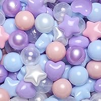 Vista 18 de Bolas de hoyo de TRENDPLAY en forma de estrella y corazón para niños pequeños - 50, 100, 200, 500 piezas de bolas de plástico para diversión y juego