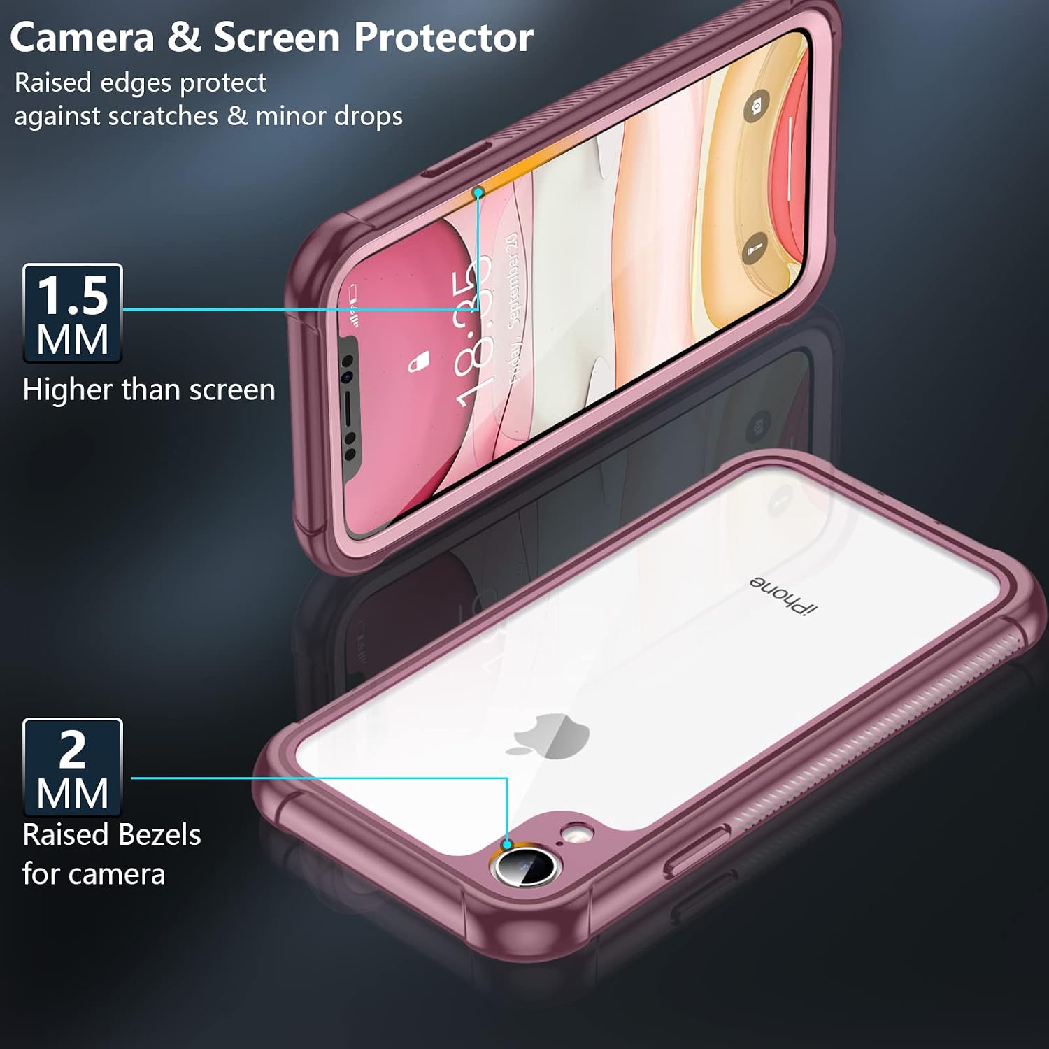 Justcool Designed for iPhone XR Case, Clear Full Body Heavy Duty Protection with Built-in Screen Protector Shockproof Rugged Cover Designed for iPhone XR Cases (2018) 6.1 Inch (Pink)