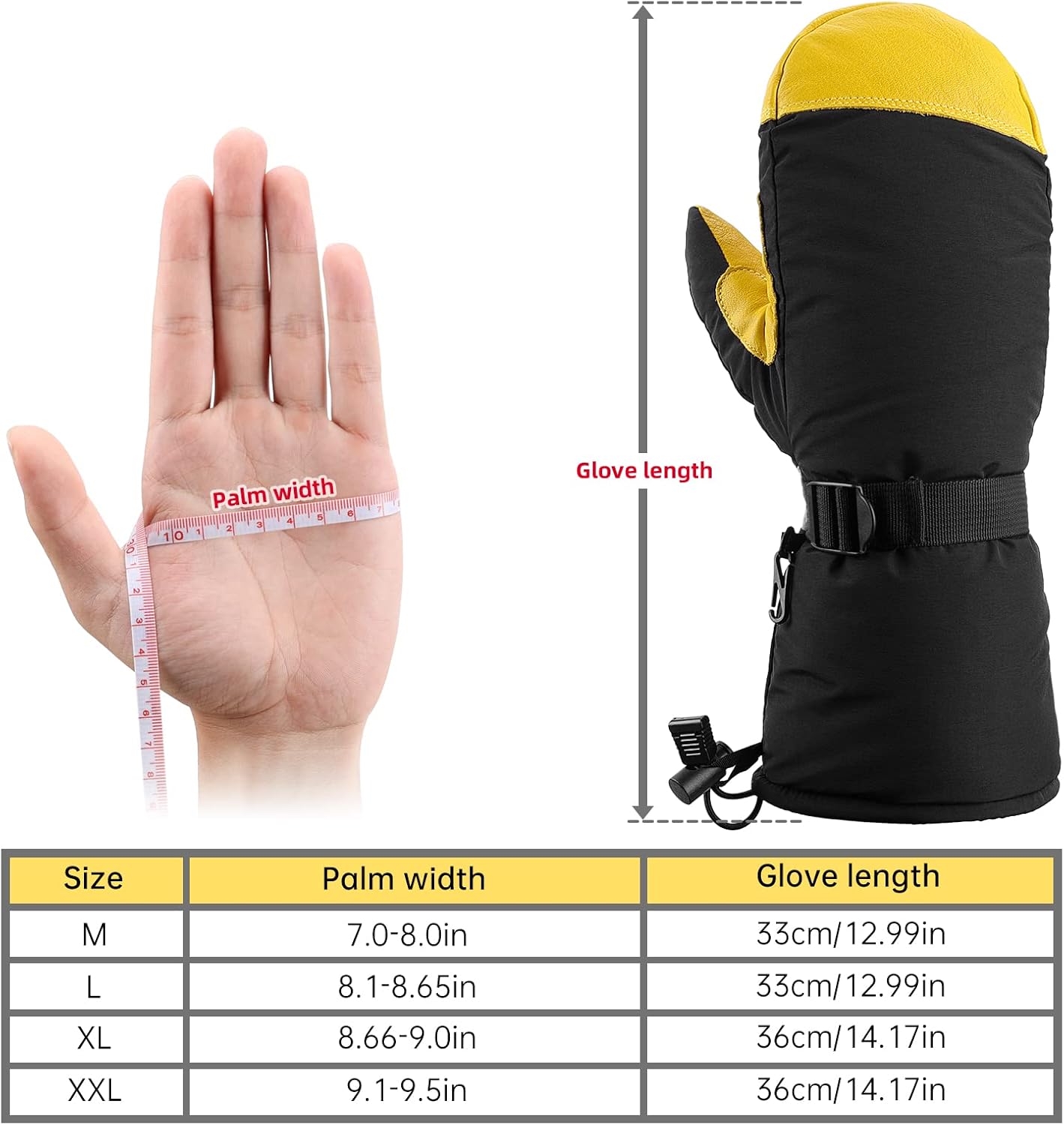OZERO Winter Gloves Snow Mittens 3M Insulated Thermal for Shoveling Snowboarding Snowmobiling Skiing for Men Women at  Men’s Clothing store