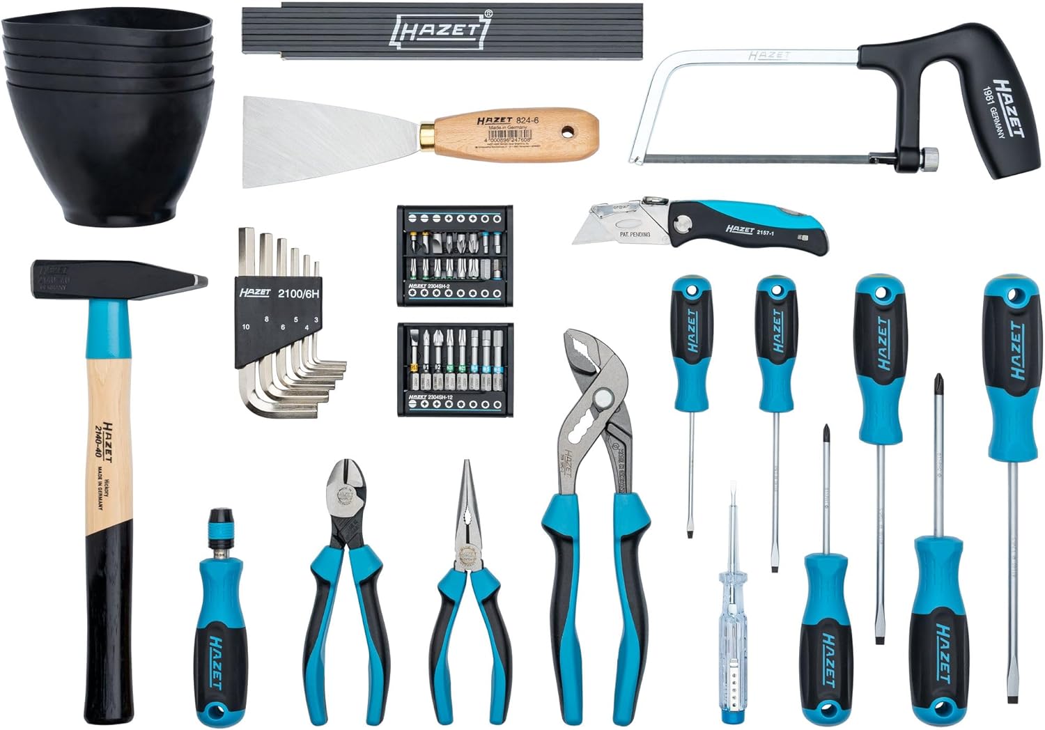 HAZET Tool Bag 191T-1/51 with 51 Tools, Durable Polyester, Comfortable Shoulder Strap for Craftsmen