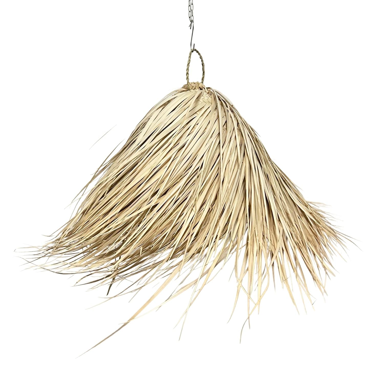 Lampadario in foglia di palma intrecciata Ø45xH35 cm – Paralume naturale fatto a mano stile boho chic etnico – Artigianale in fibra vegetale per interni ed esterni Illuminazione decorativa 0906251602