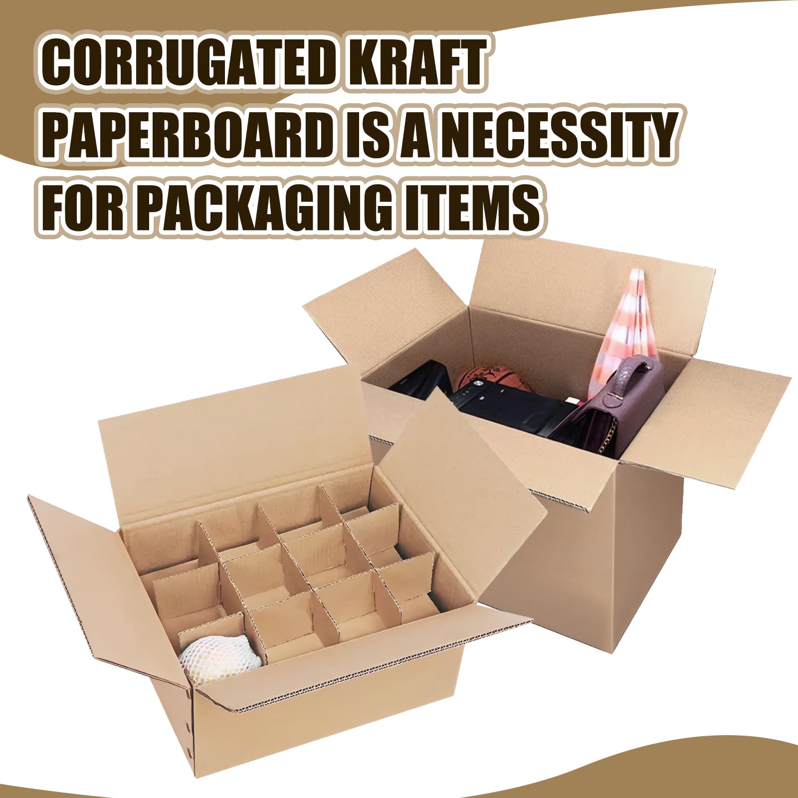 AKOLAFE 40 Pièces Carton Ondulé Kraft A3 42 x 30 cm, Feuilles Carton 4 mm Trois Couches pour Emballage