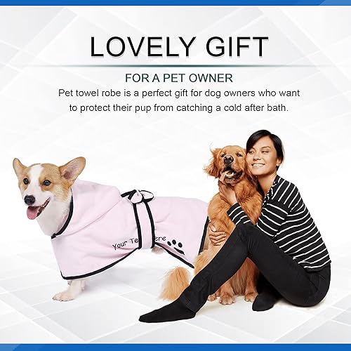 Miniatura 9 de Toalla de baño personalizada para perro con nombre y pata, batas de microfibra súper absorbente para después del baño, bata de baño para perros XS -