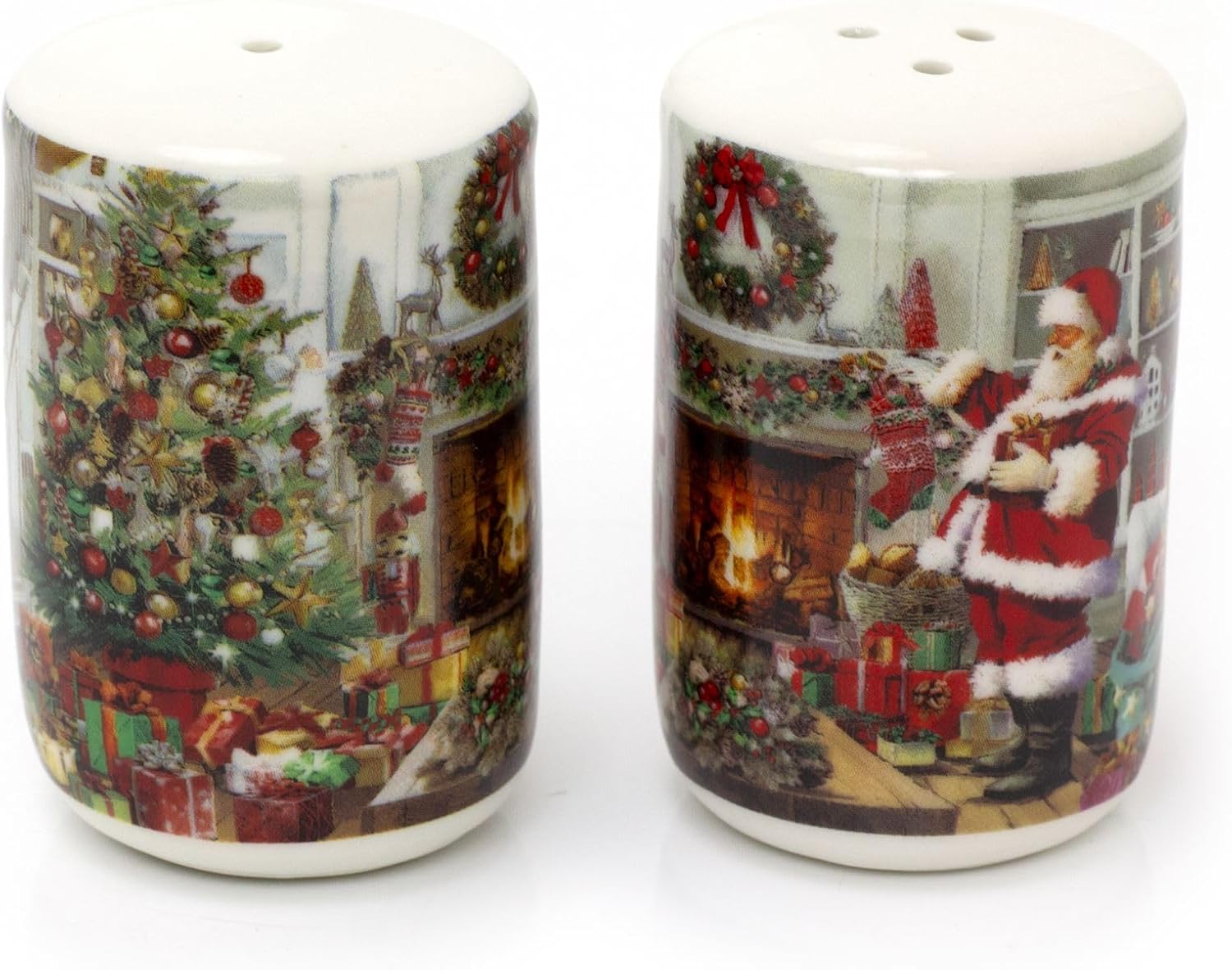 Fine China Santa and Christmas Tree Salt and Pepper Pots Festive Salt