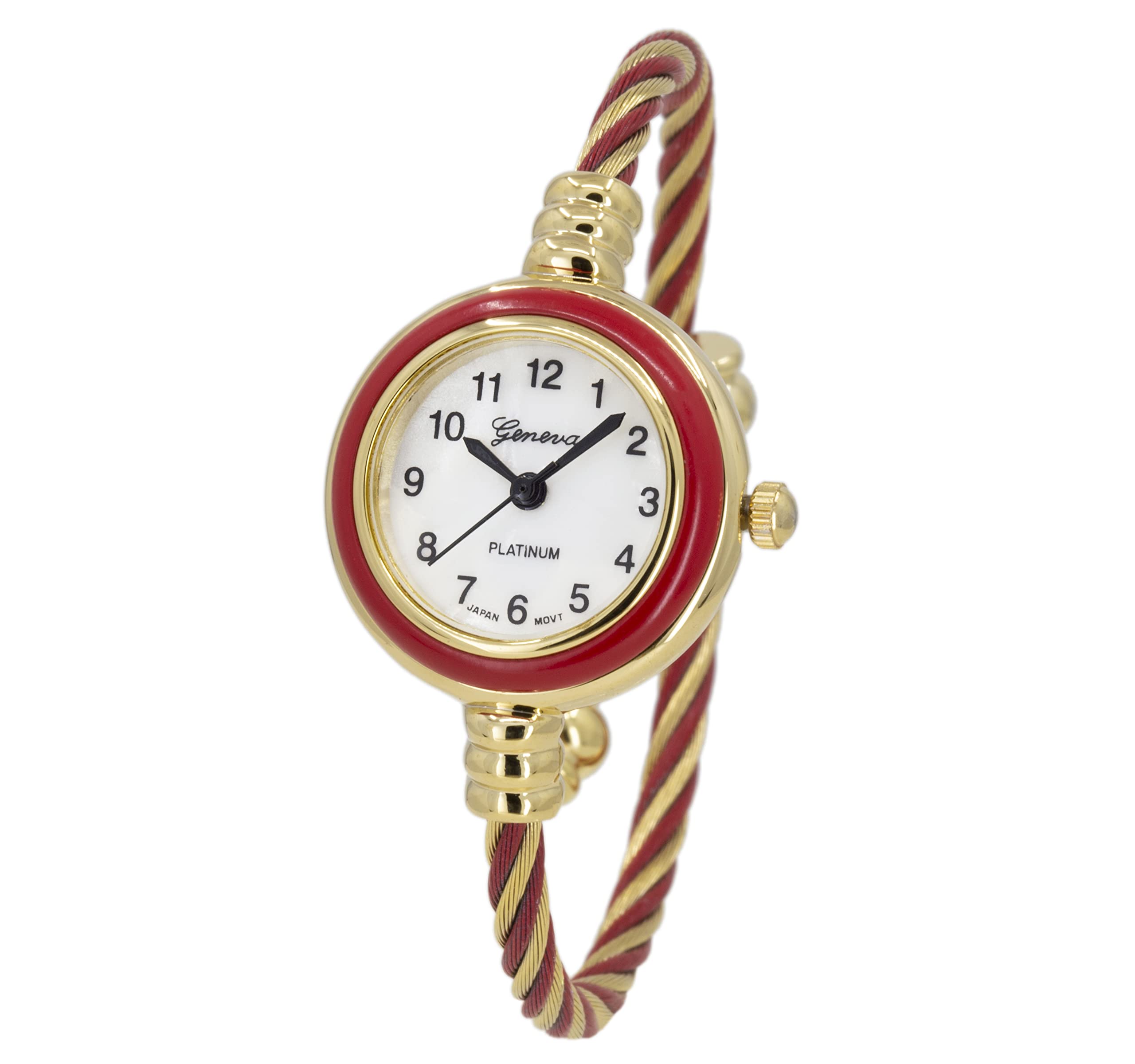 BlekonCollections Women's Cuff Watch - Round Analog Display Arabic Numbers 23mm Case Wire Bracelet Watch for Women Elegant Cable Cuff Bangle Wrist Watch