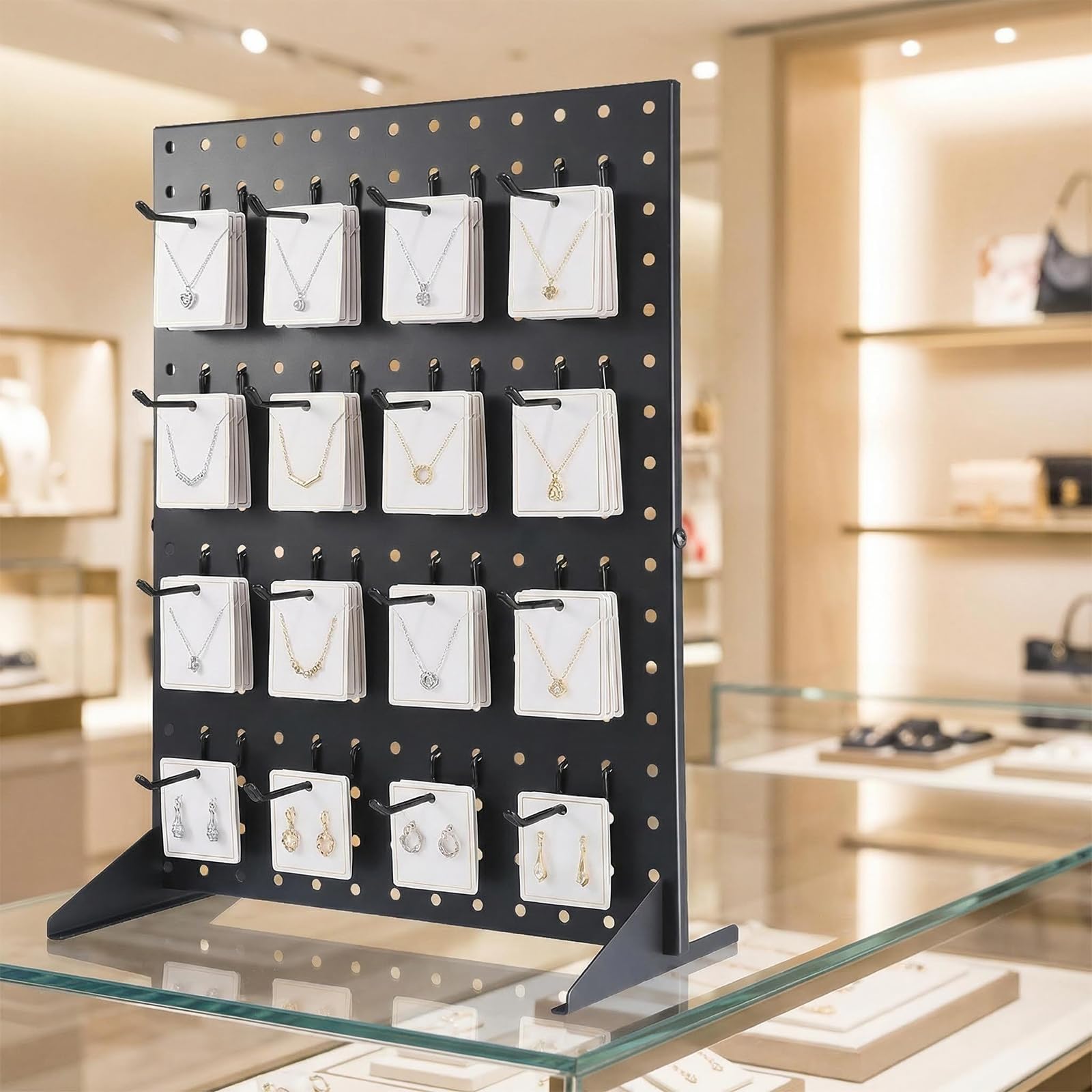 2 unidades Pegboard Display Stand 17 x 13 pulgadas tablero organizador | Pegboard - Expositor de mesa con 32 ganchos de metal, para joyas, llaveros, pegatinas