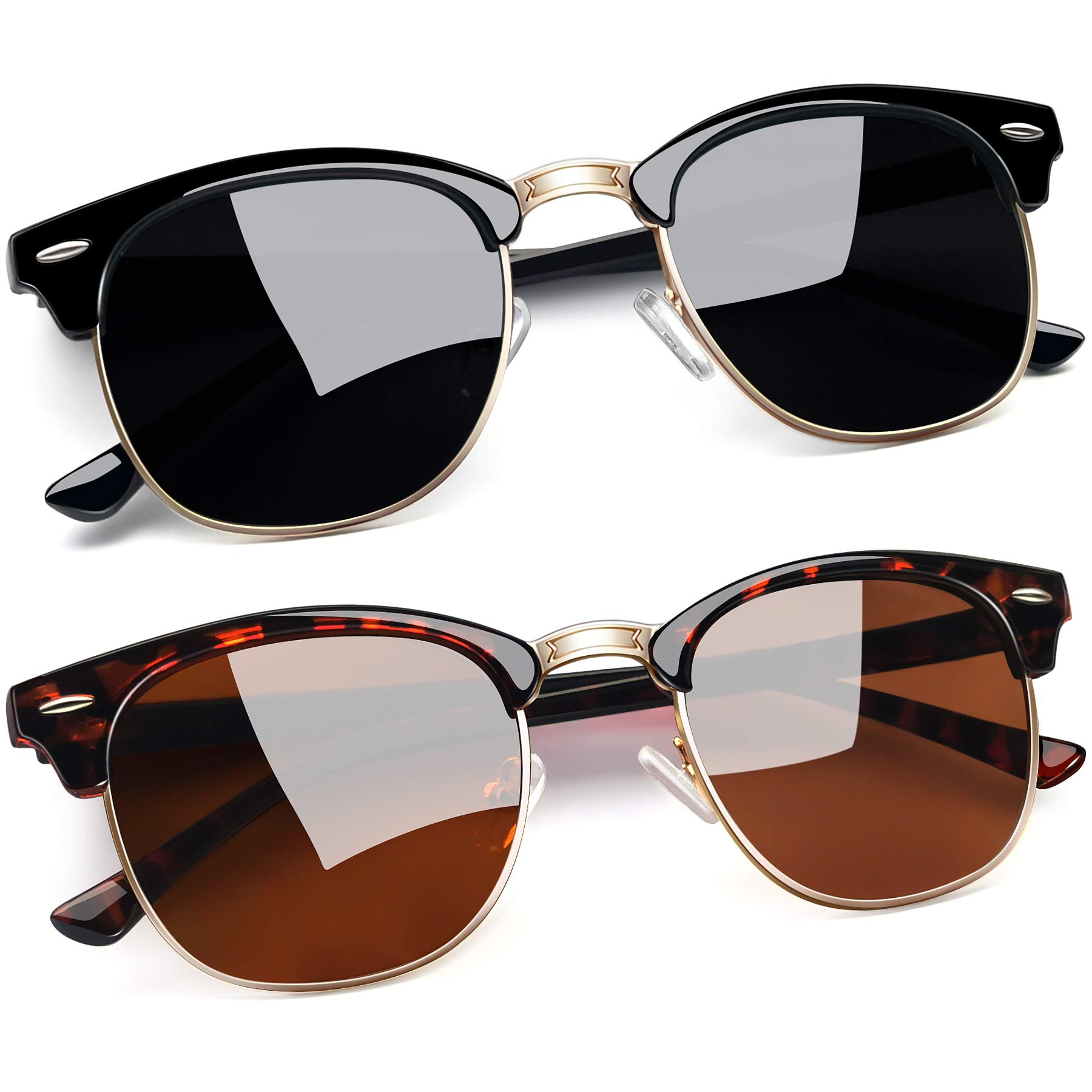 Joopin Half Frame Sunglasses UV Protection Vintage Browline Sun Glasses