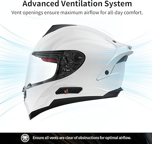 Miniatura 7 de Fodsports FS90 - Casco integral de motocicleta de cara completa con luz trasera LED, casco de moto de calle con visera doble integrado para hombres