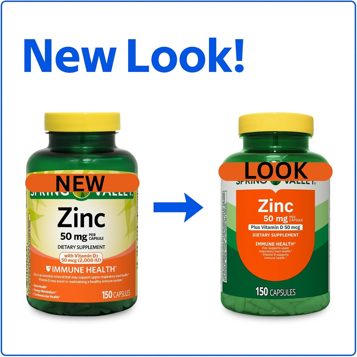 Zinc 50 mg with Vitamin D 50 mcg – 150 Vegetarian Capsules, Dietary Supplement (Pack of 1)