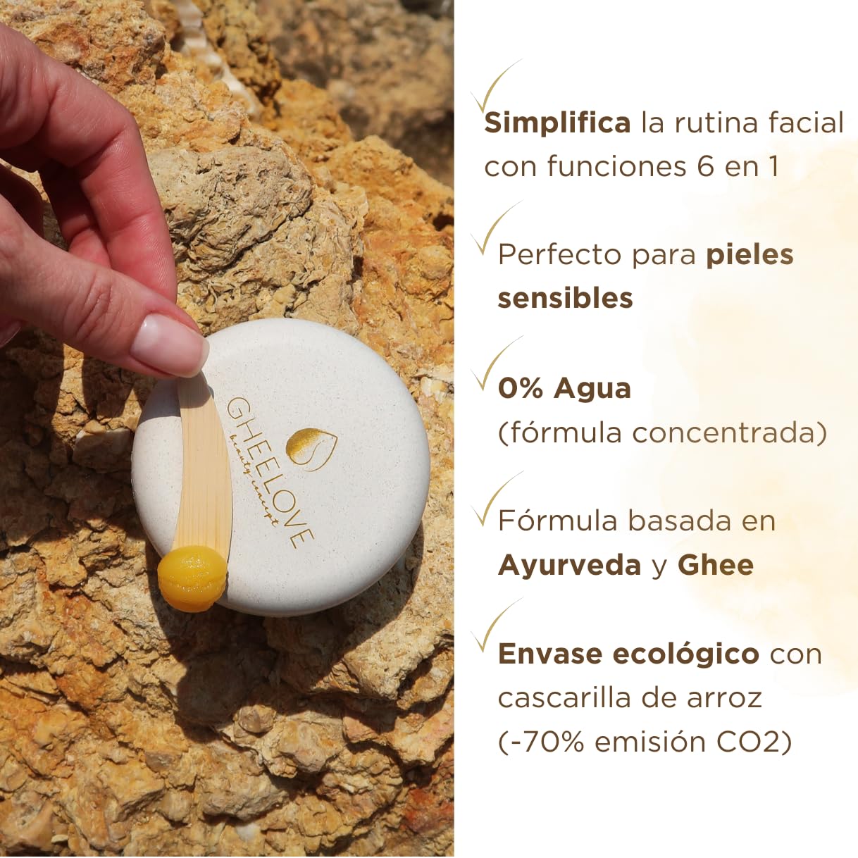 Bálsamo Facial Multiuso 6 En 1 a Base De Ghee, Para Todos Tipos De Piel, Hidrata Y Repara, Natural Sin Perfume Artificial